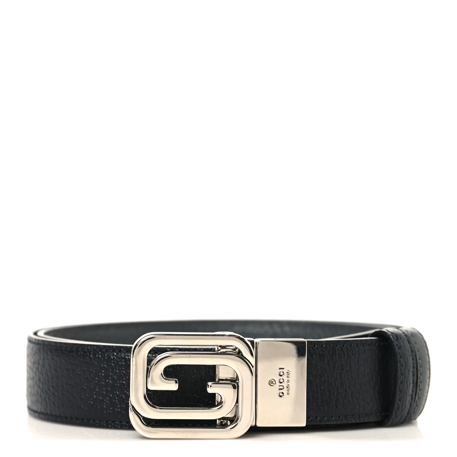 Textured Dollar Calfskin Squared Interlocking G 30mm Reversible Belt 85 34 Black