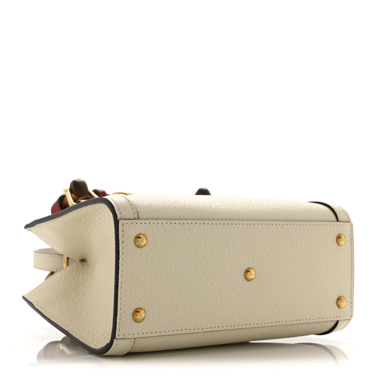 Textured Dollar Calfskin Web Mini Diana Tote Bag Mystic White - Image 4