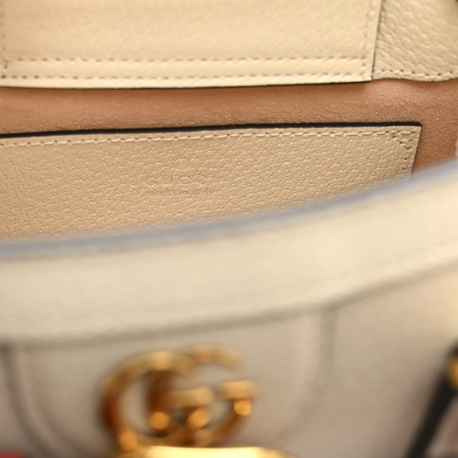 Textured Dollar Calfskin Web Mini Diana Tote Bag Mystic White - Image 6