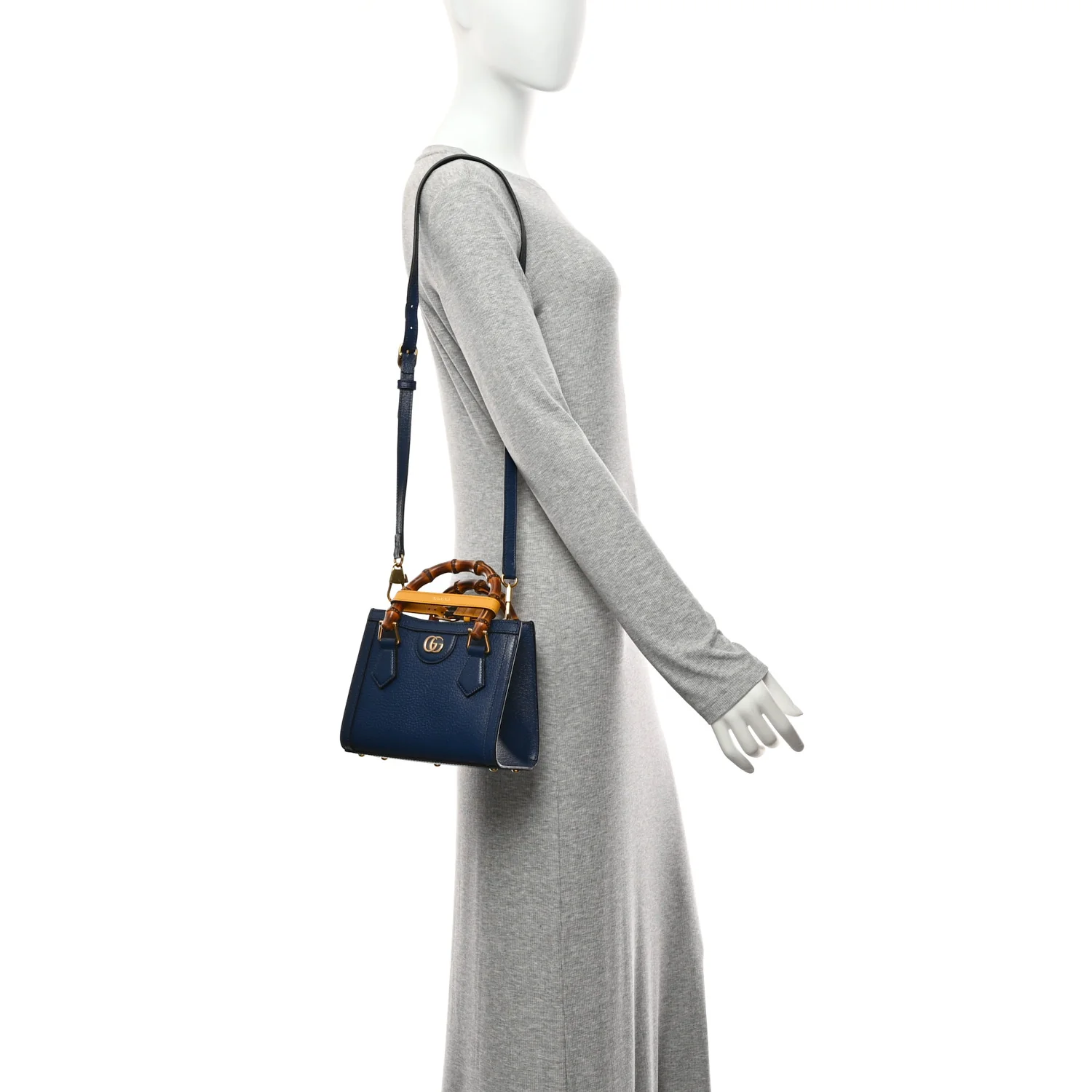 Textured Dollar Calfskin Web Mini Diana Tote Bag Royal Crop - Image 2