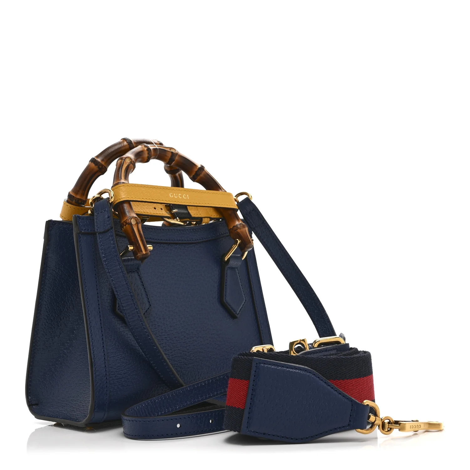 Textured Dollar Calfskin Web Mini Diana Tote Bag Royal Crop - Image 3