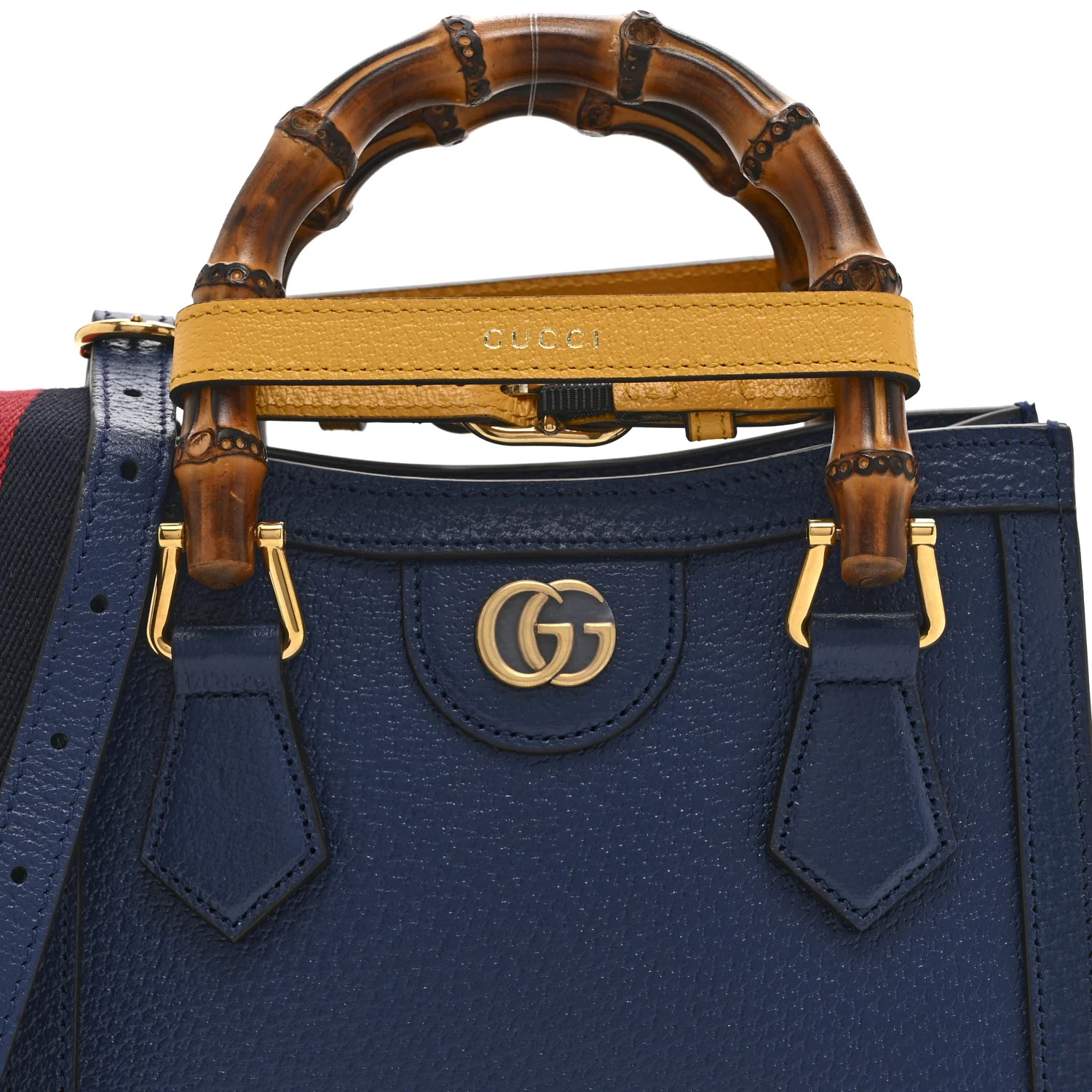 Textured Dollar Calfskin Web Mini Diana Tote Bag Royal Crop - Image 9