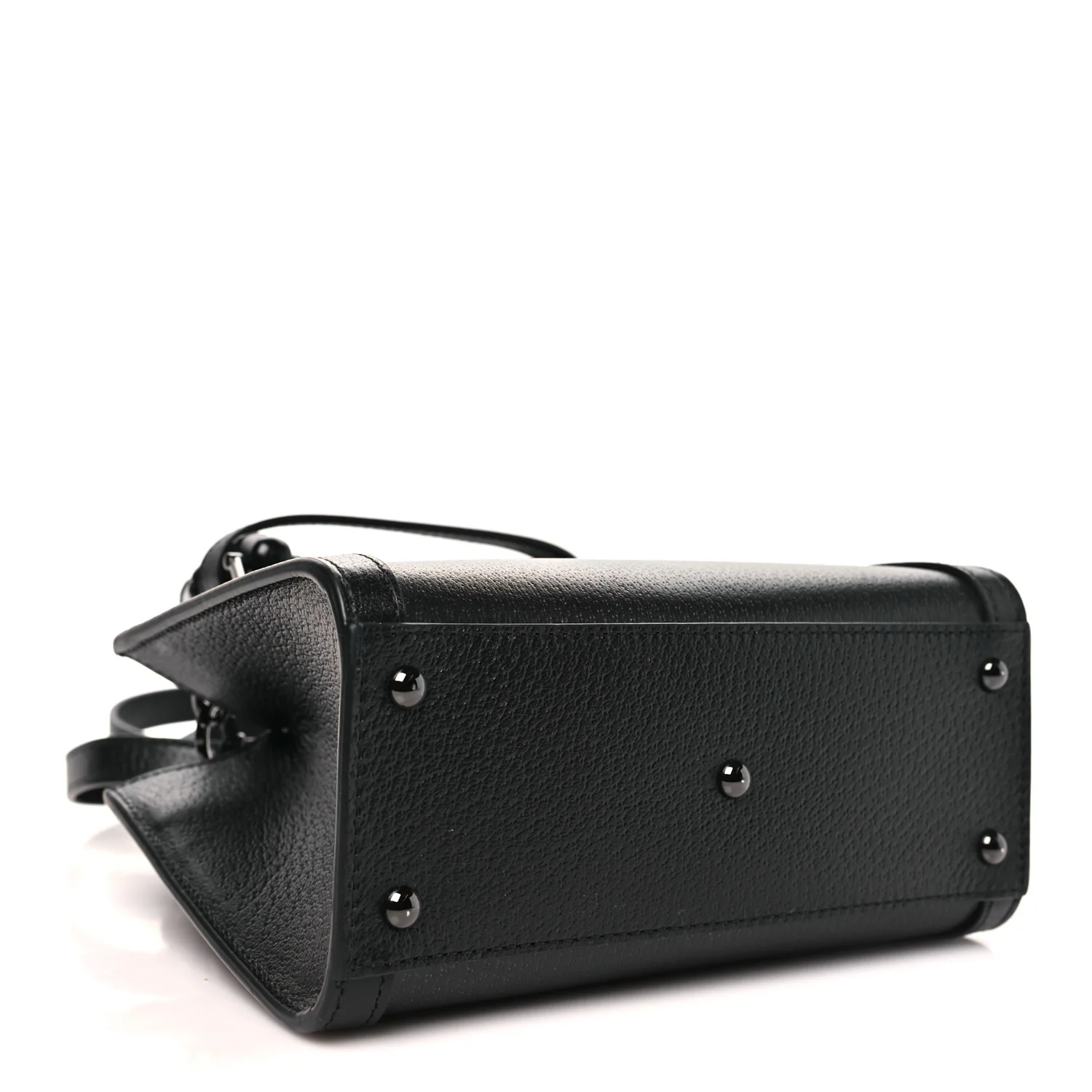 Textured Dollar Calfskin Web Monochrome Mini Diana Tote Bag Black - Image 4
