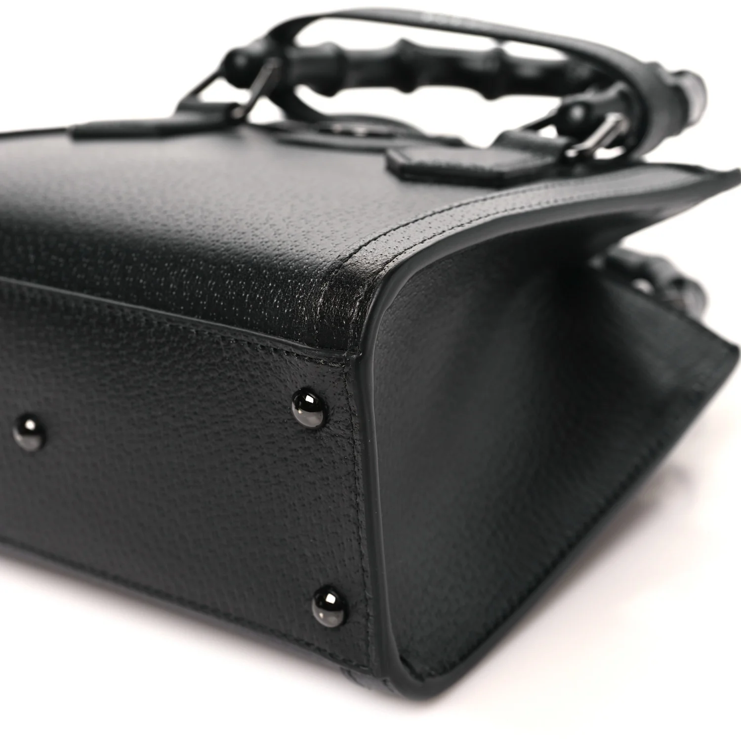 Textured Dollar Calfskin Web Monochrome Mini Diana Tote Bag Black - Image 9