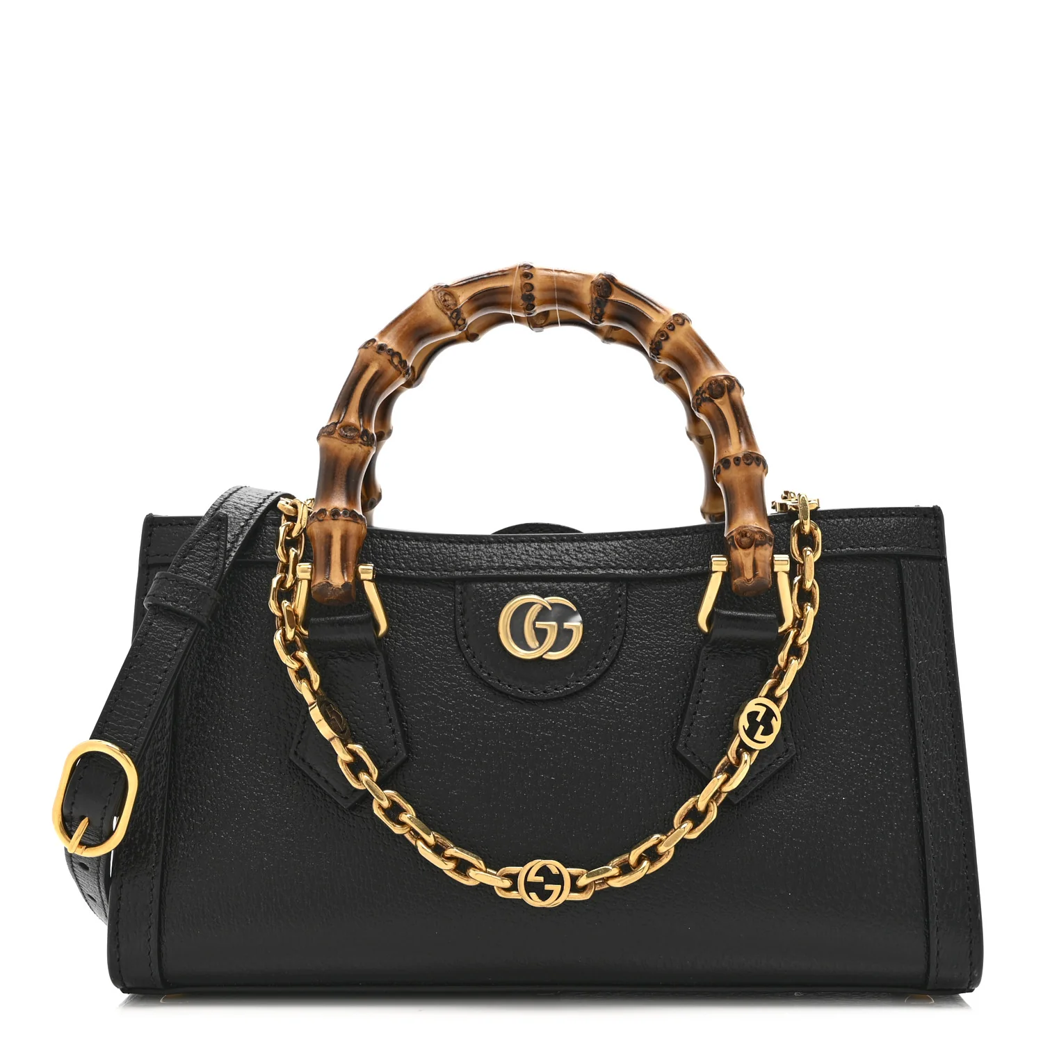 Textured Dollar Calfskin Web Small Diana Shoulder Bag Black