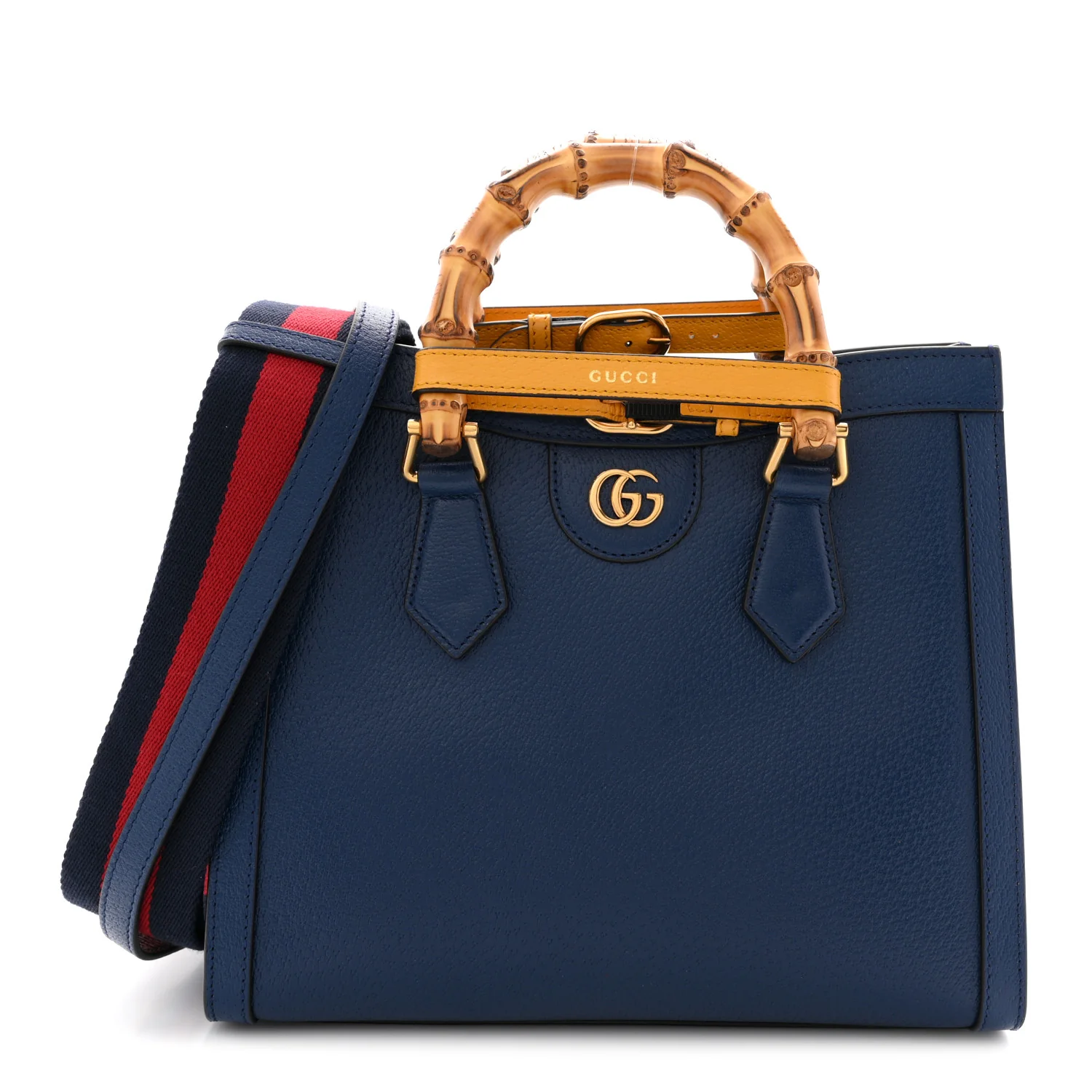 Textured Dollar Calfskin Web Small Diana Tote Bag Royal Crop