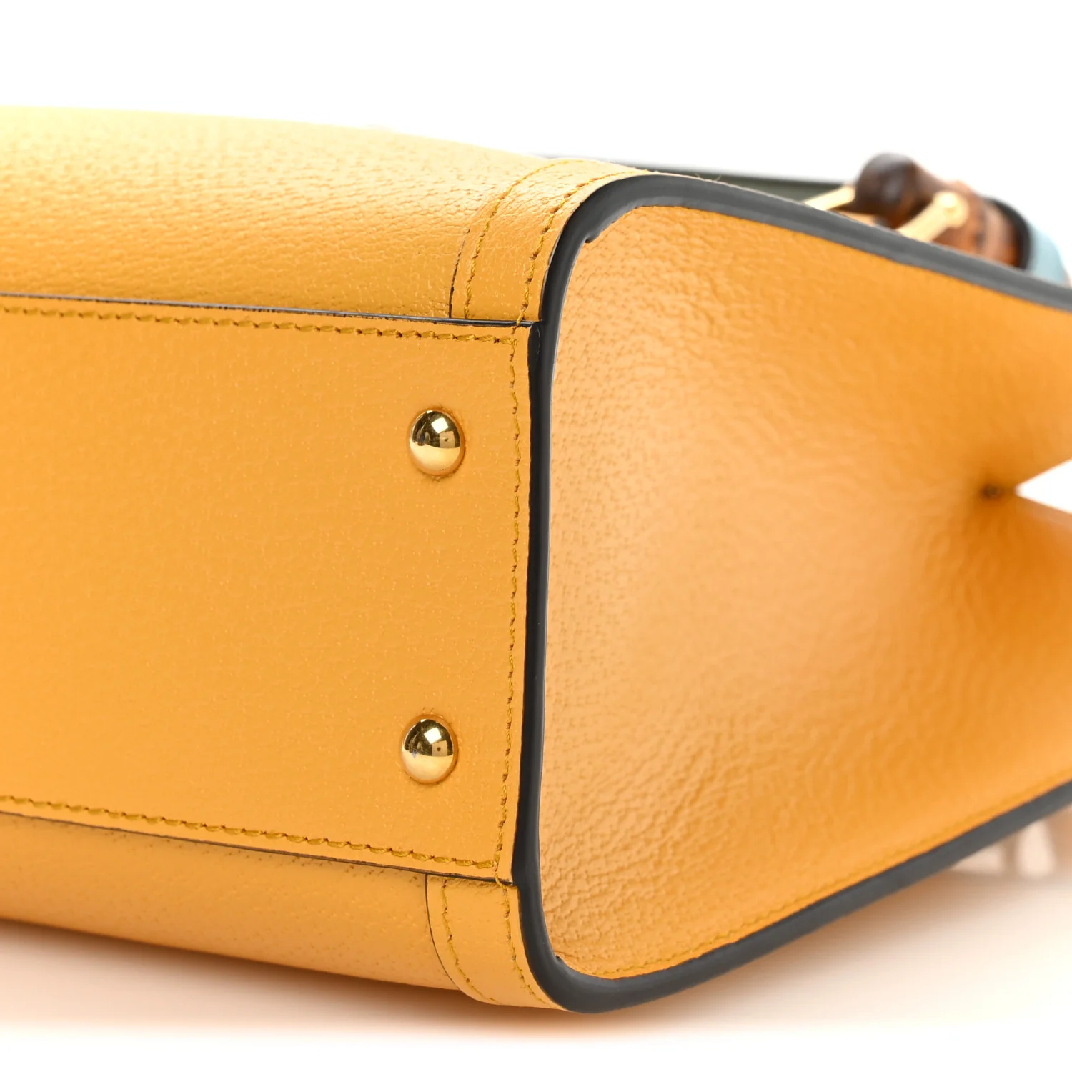 Textured Dollar Calfskin Web Small Diana Tote Bag Yellow Dusty Azure - Image 18