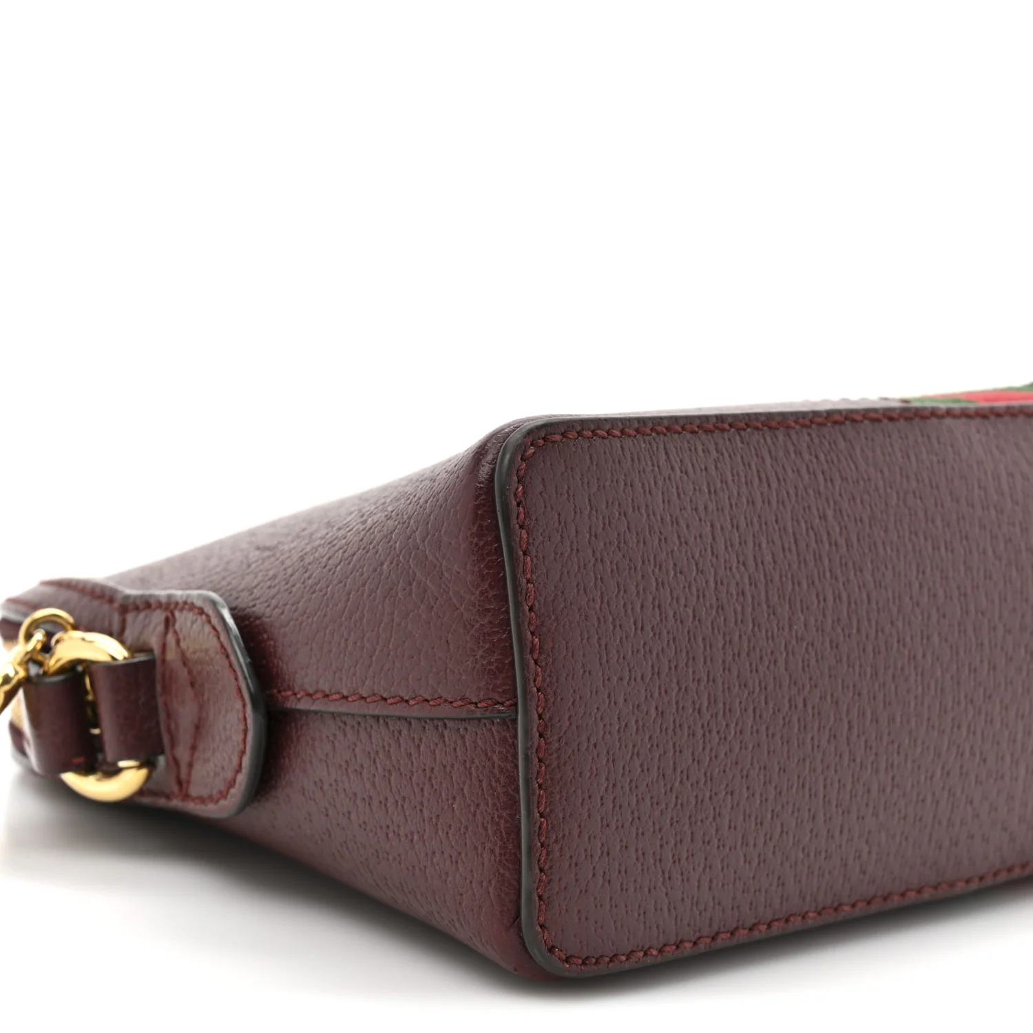 Textured Dollar Calfskin Web Small Ophidia Dome Shoulder Bag Burgundy - Image 10