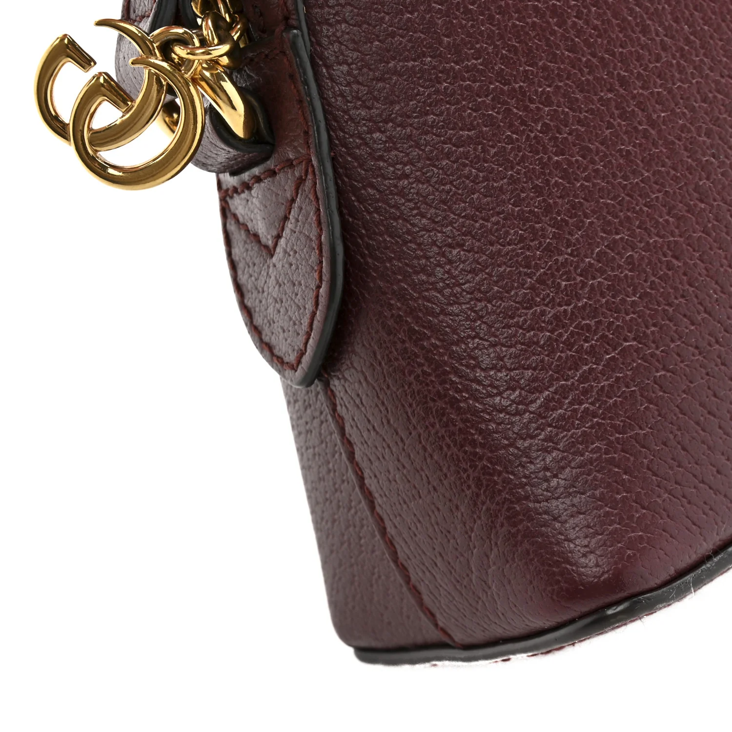 Textured Dollar Calfskin Web Small Ophidia Dome Shoulder Bag Burgundy - Image 11