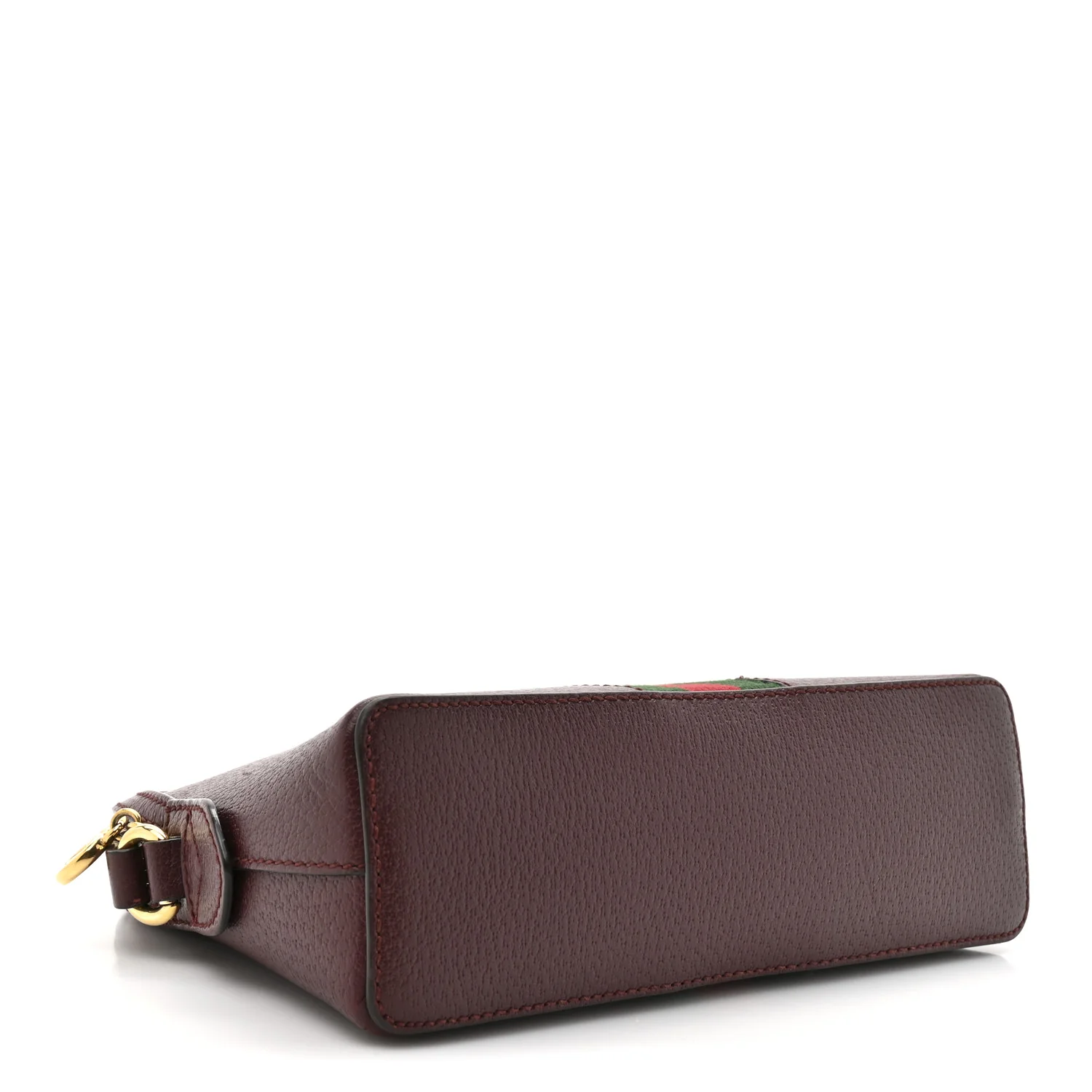 Textured Dollar Calfskin Web Small Ophidia Dome Shoulder Bag Burgundy - Image 4