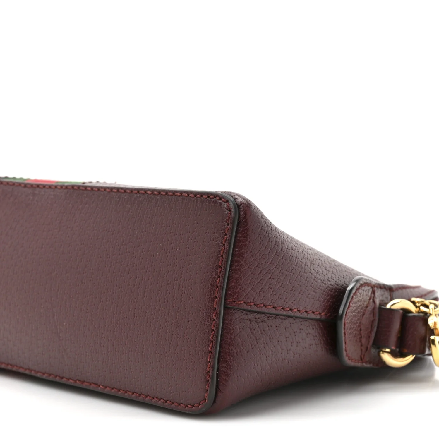 Textured Dollar Calfskin Web Small Ophidia Dome Shoulder Bag Burgundy - Image 9