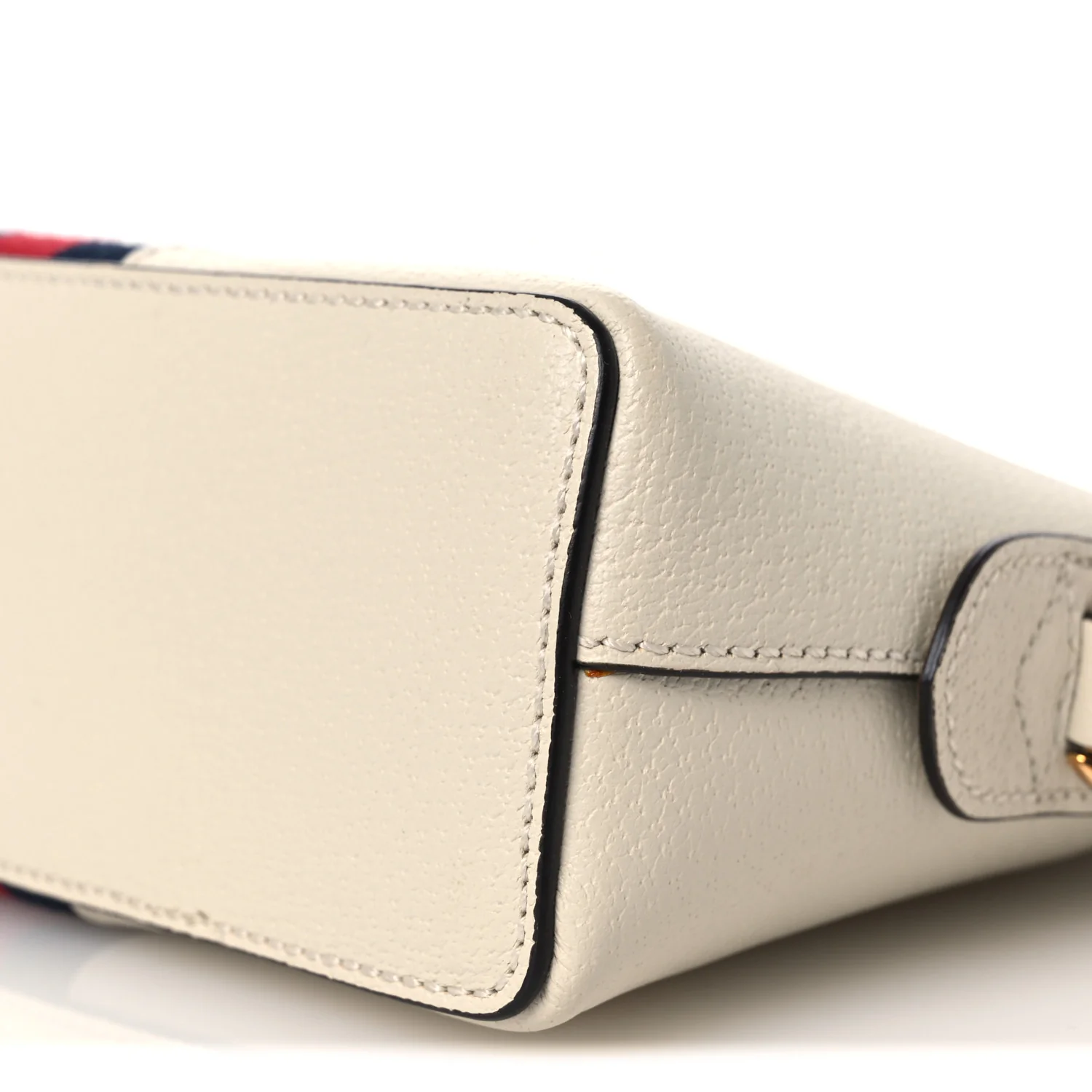 Textured Dollar Calfskin Web Small Ophidia Dome Shoulder Bag Mystic White - Image 10
