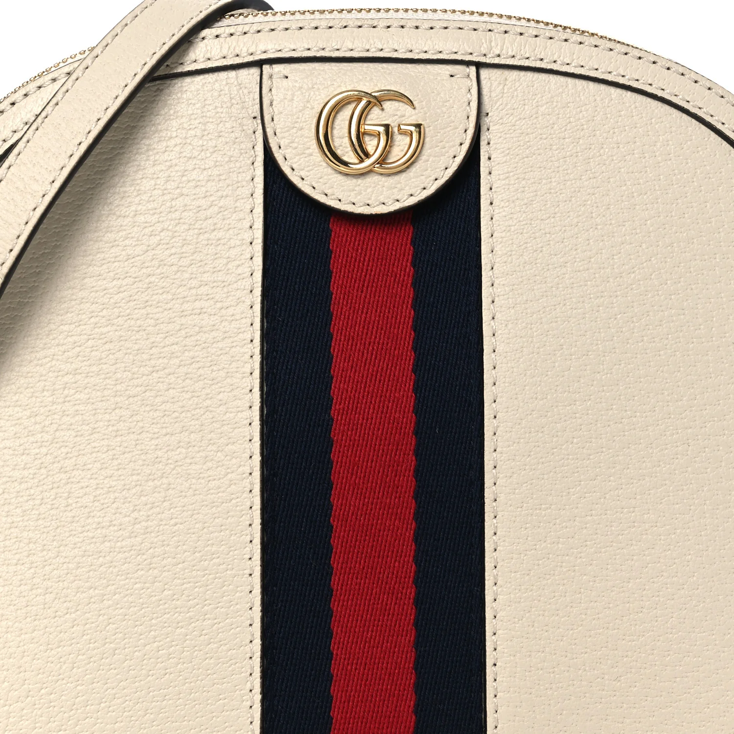 Textured Dollar Calfskin Web Small Ophidia Dome Shoulder Bag Mystic White - Image 8