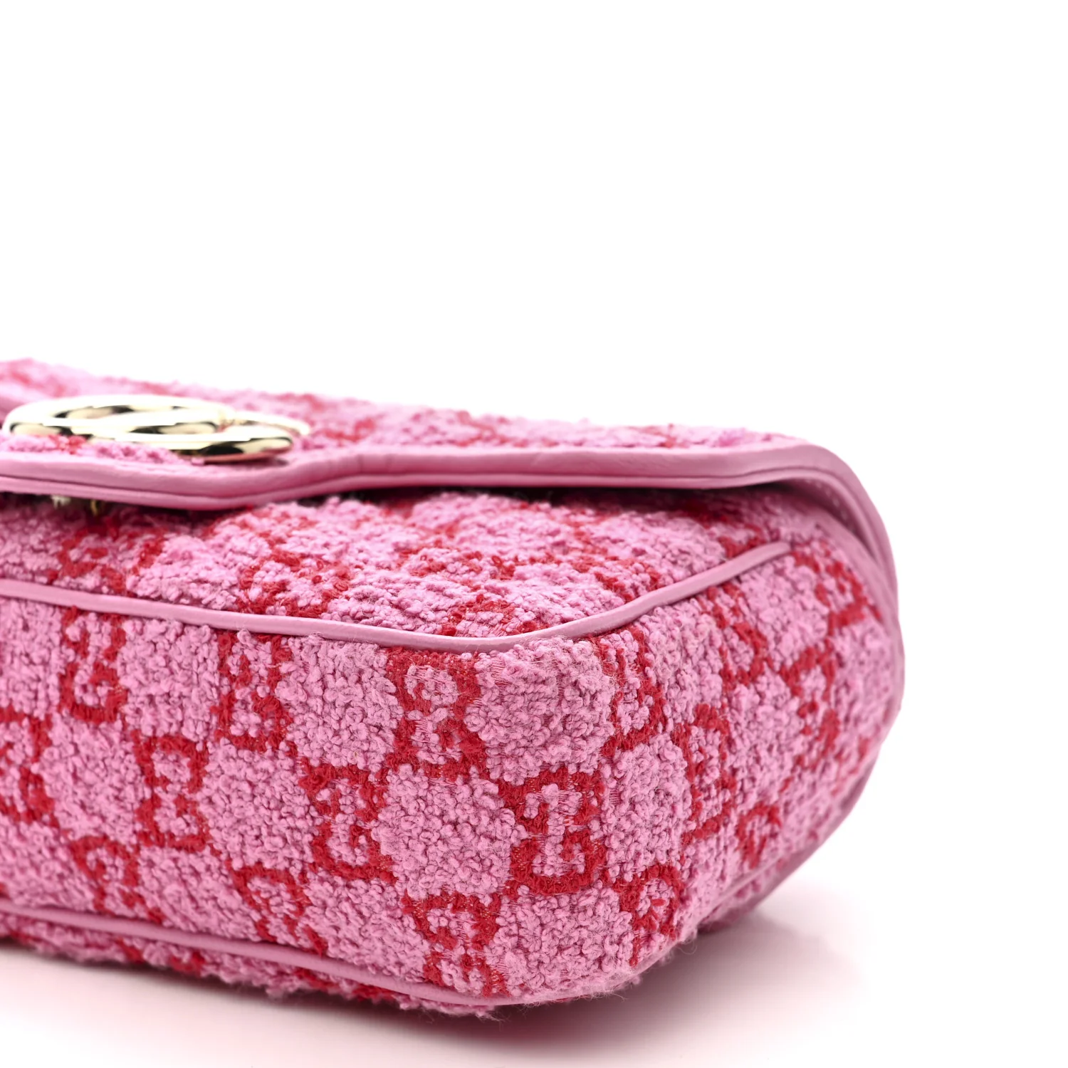 Tweed GG Monogram Mini GG Marmont Shoulder Bag Pink Red - Image 10