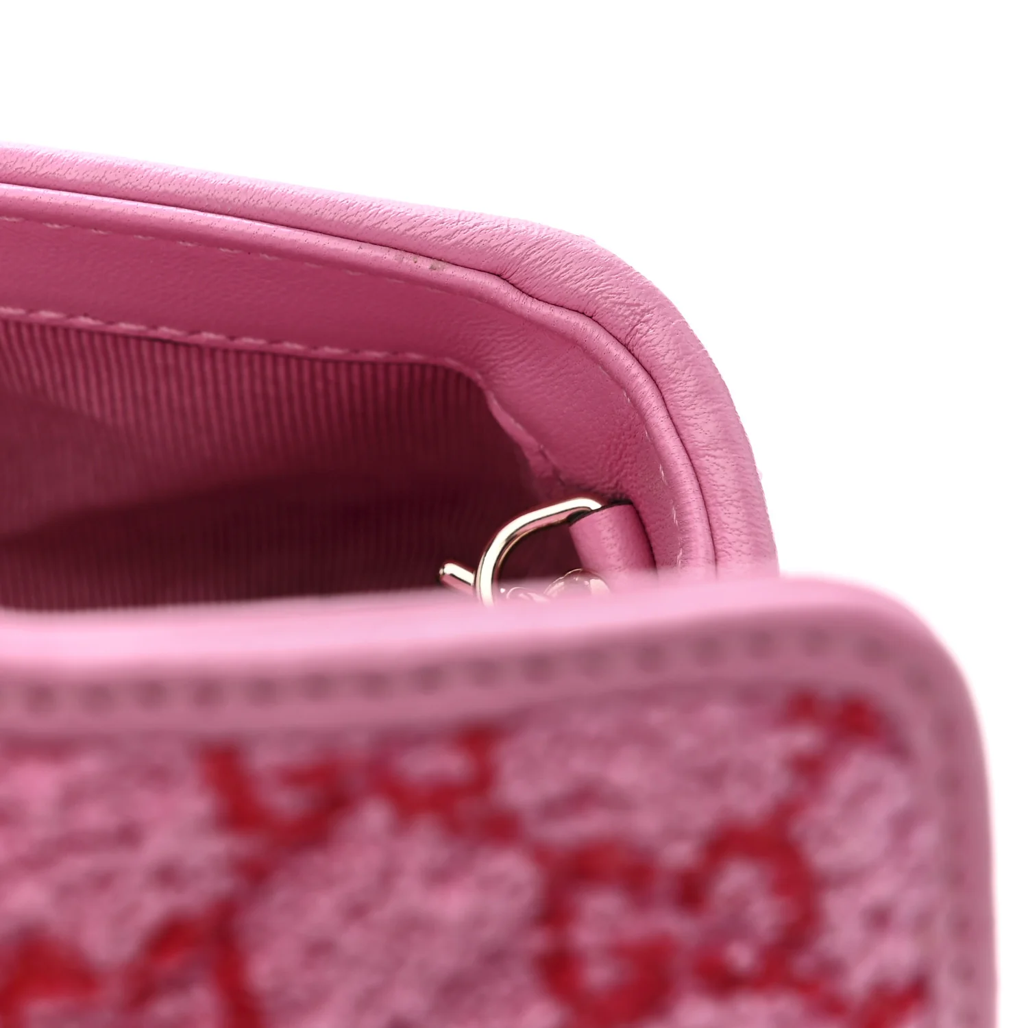 Tweed GG Monogram Mini GG Marmont Shoulder Bag Pink Red - Image 11