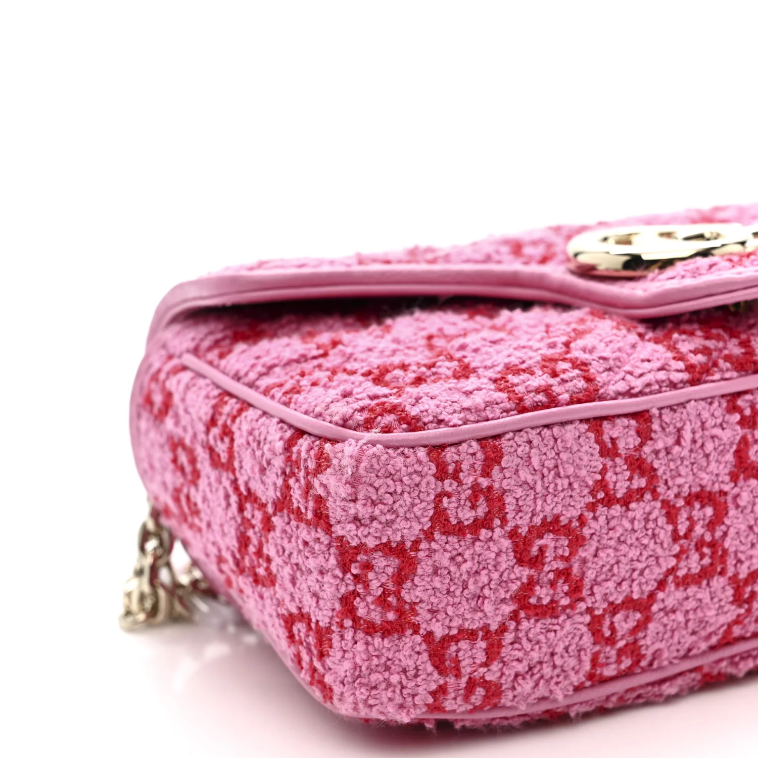 Tweed GG Monogram Mini GG Marmont Shoulder Bag Pink Red - Image 9