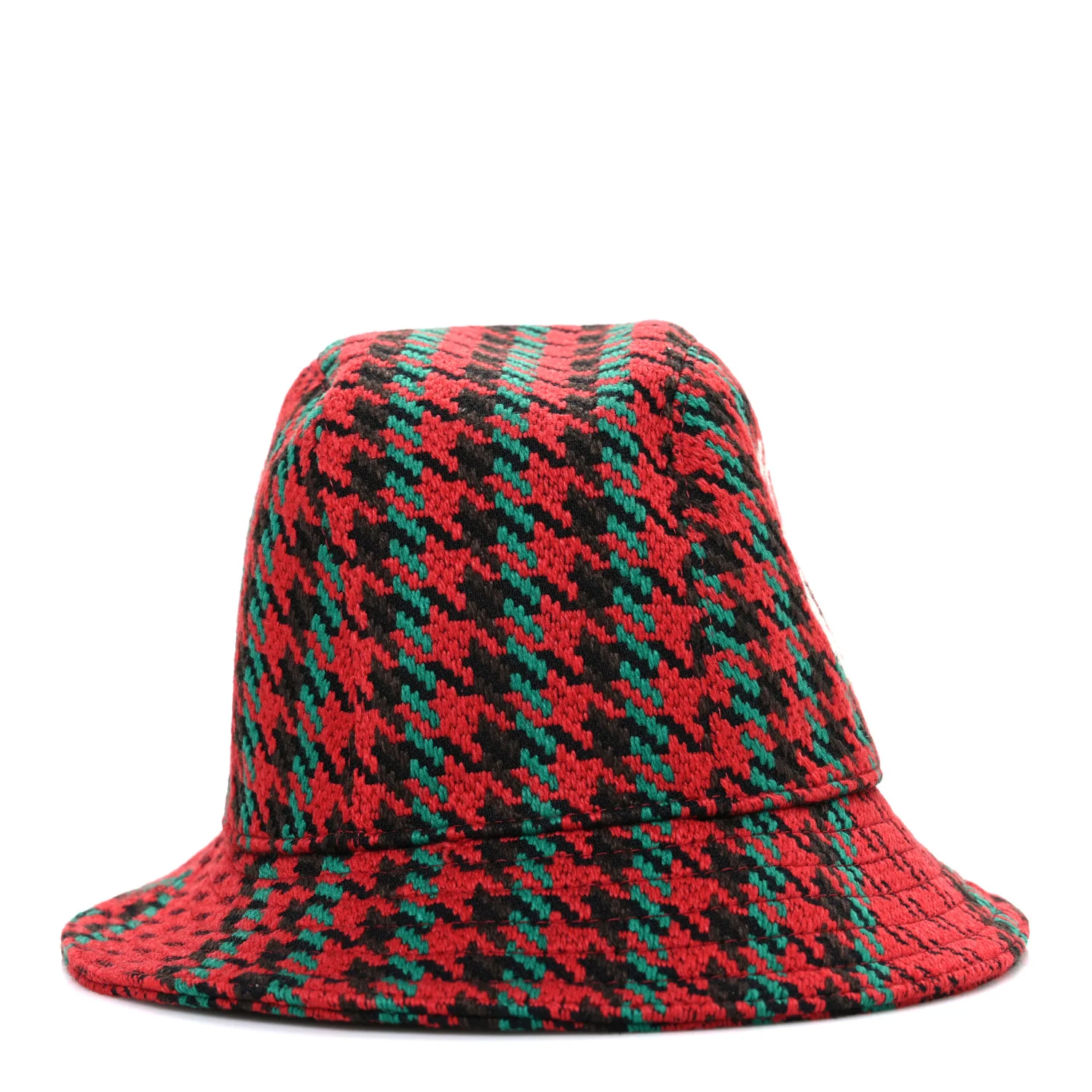 Tweed Wool Houndstooth Interlocking G Bucket Hat M Red Green - Image 5