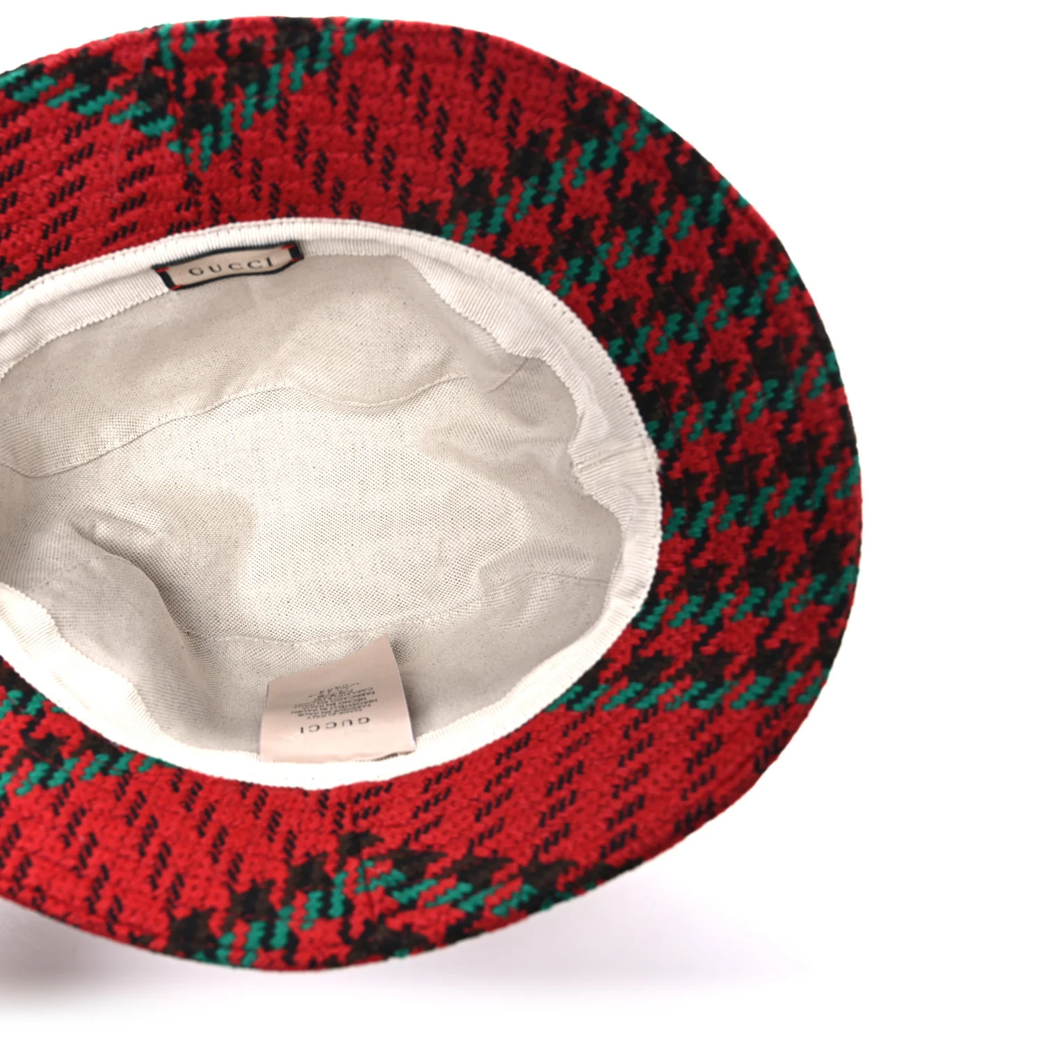 Tweed Wool Houndstooth Interlocking G Bucket Hat M Red Green - Image 7