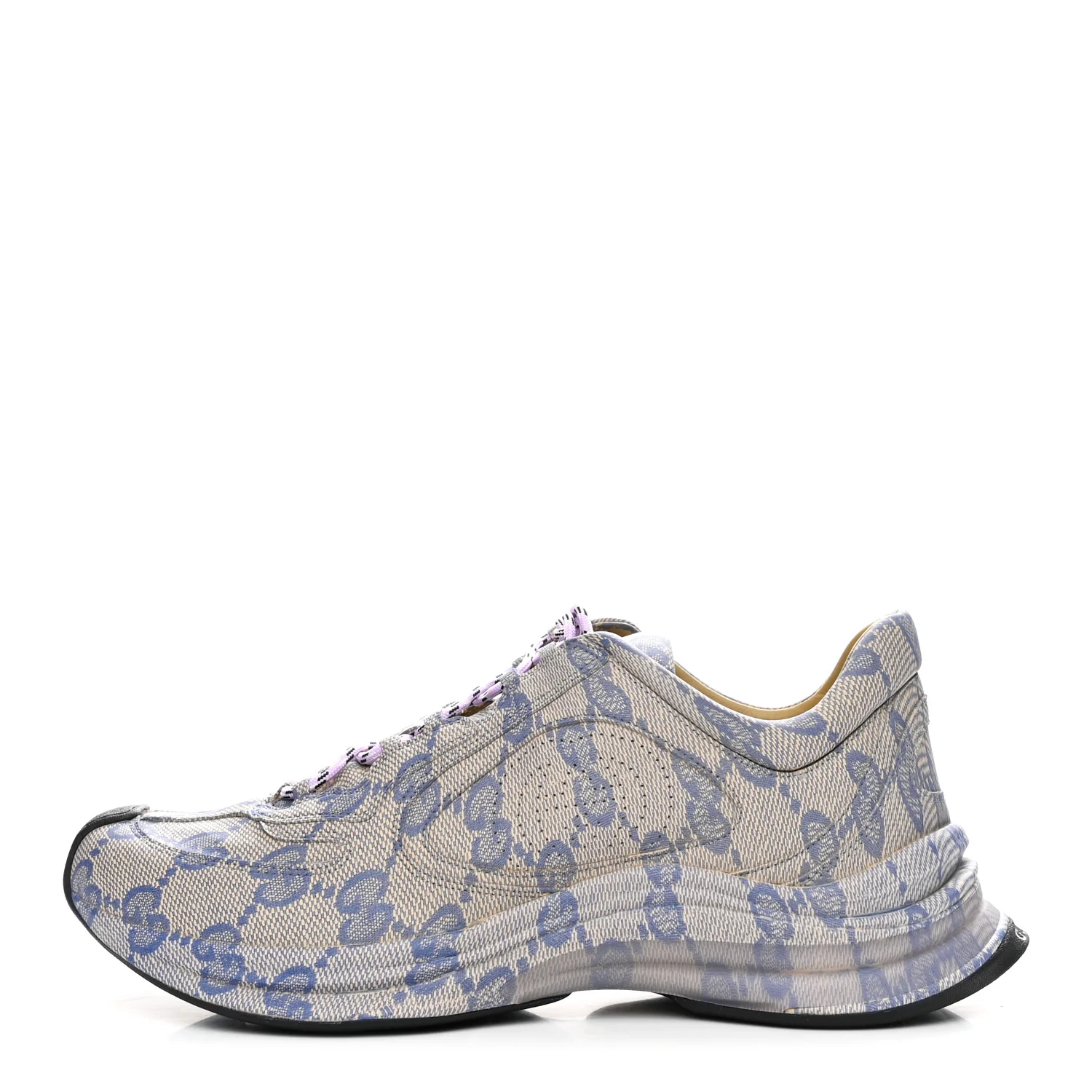Ultralight Plume Calfskin Monogram Printed Mens Gucci Run Sneakers 10 Beige Blue