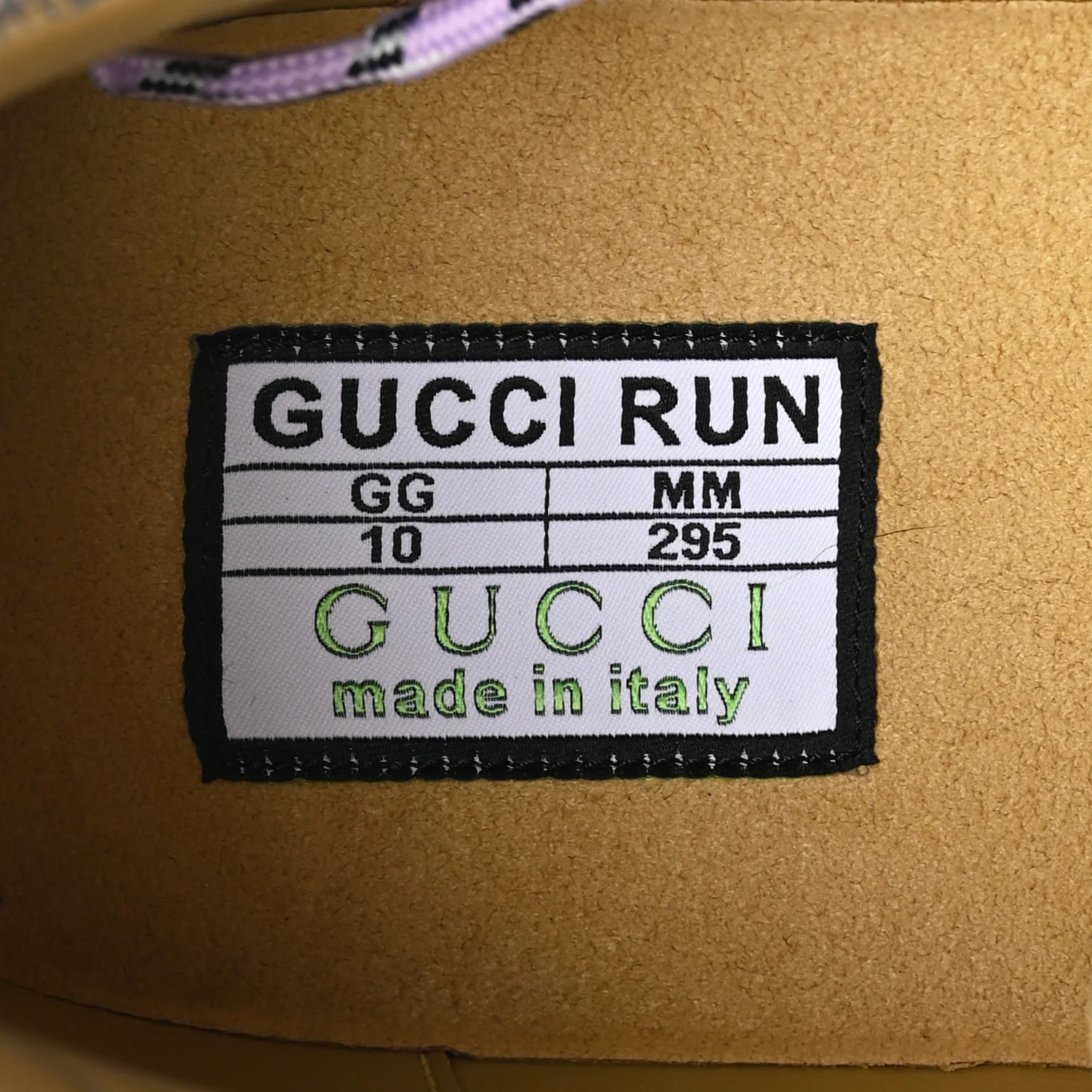 Ultralight Plume Calfskin Monogram Printed Mens Gucci Run Sneakers 10 Beige Blue - Image 8