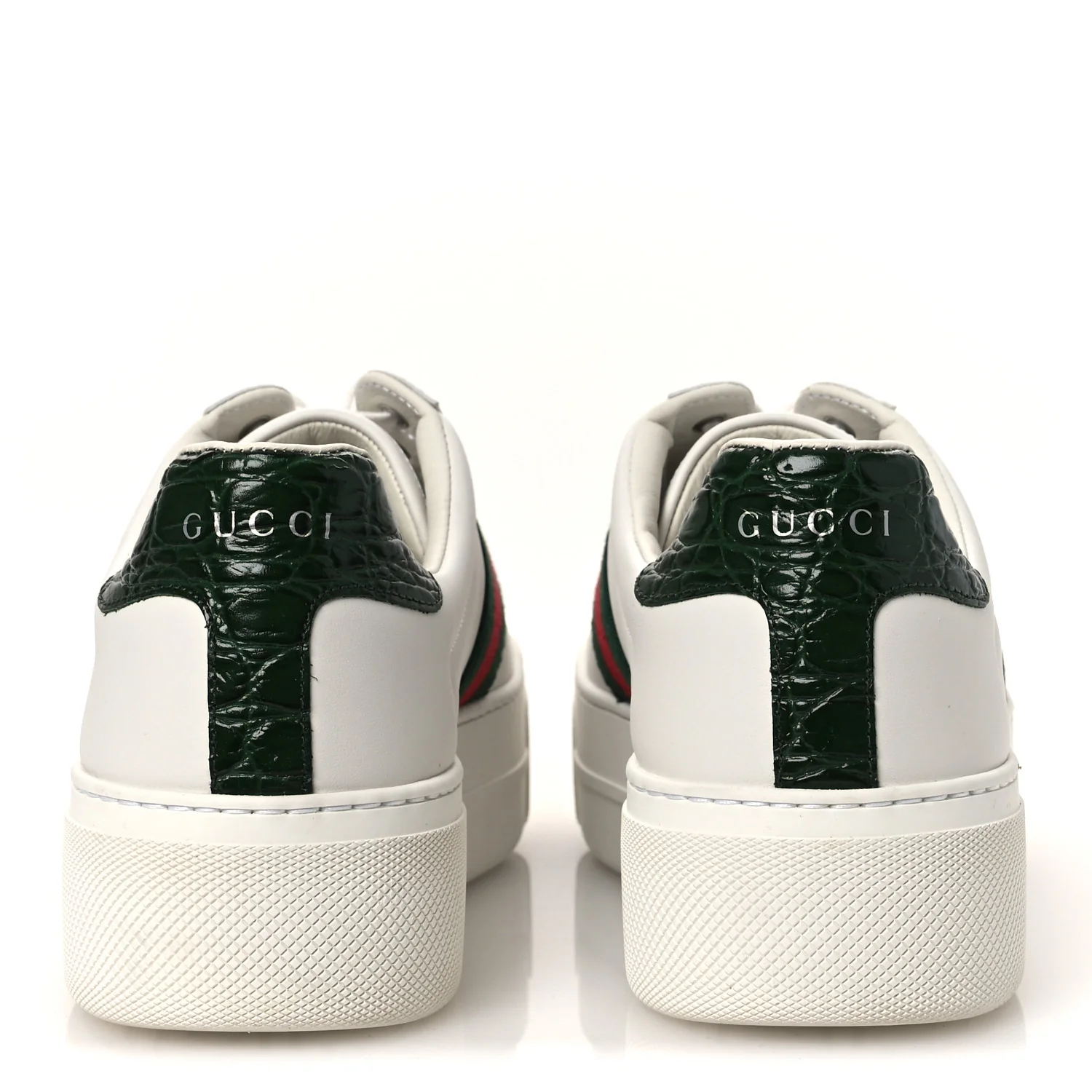 Ultralight Plume Calfskin Web Womens Ace Platform Sneakers 39.5 White - Image 6