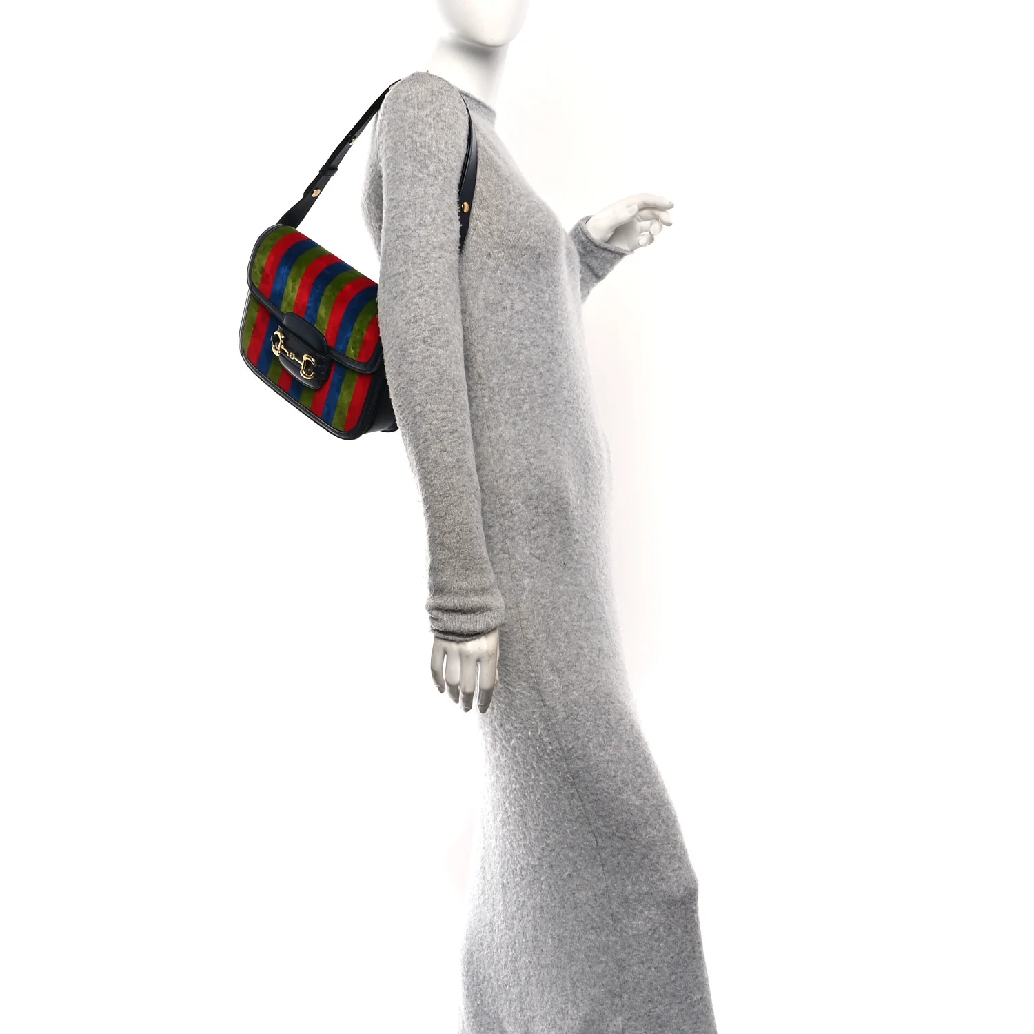 Velvet Azalea Calfskin Baiadera Stripe Horsebit 1955 Shoulder Bag Multicolor - Image 2