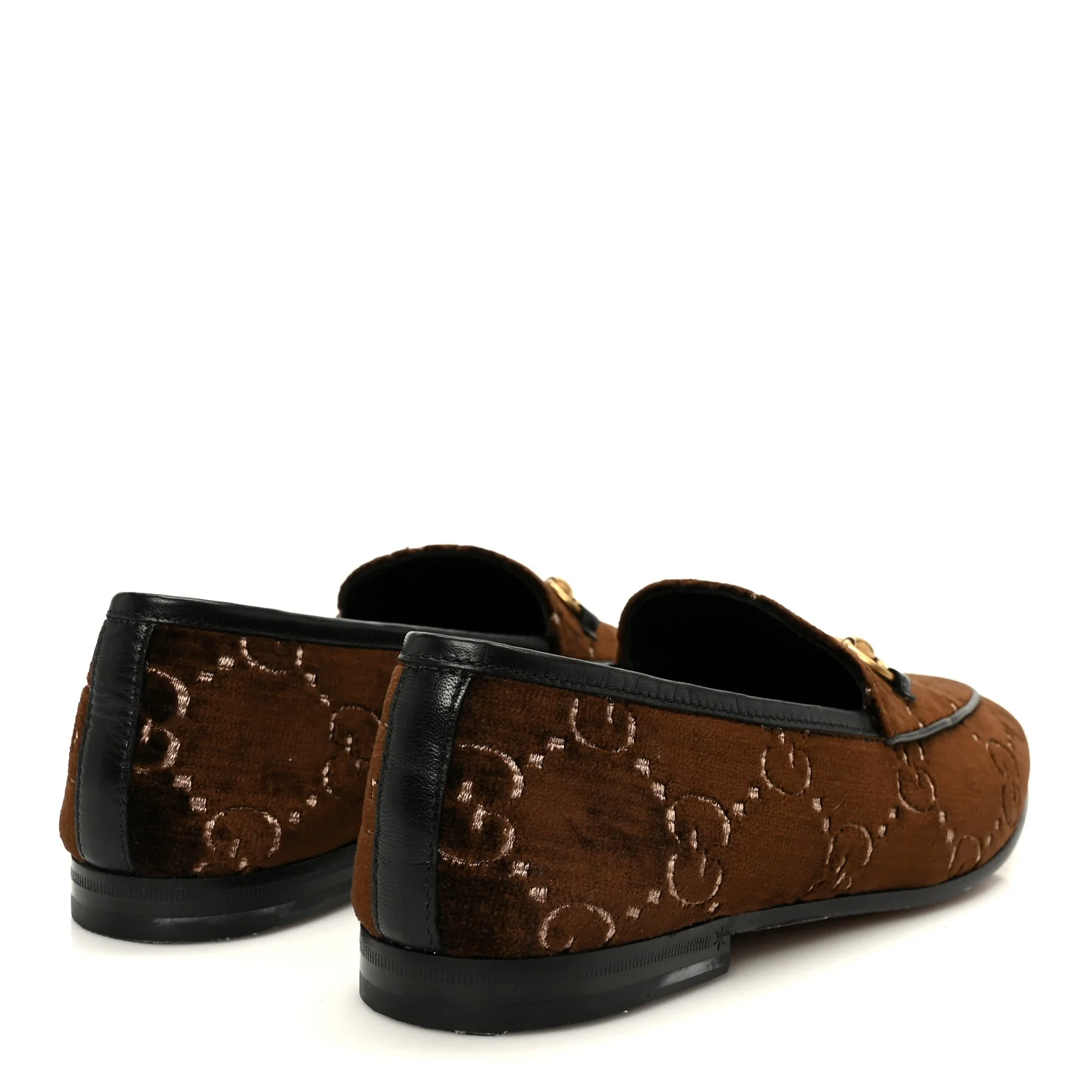 Velvet GG Monogram Horsebit Womens Jordaan Loafers 40 Brown Black - Image 5