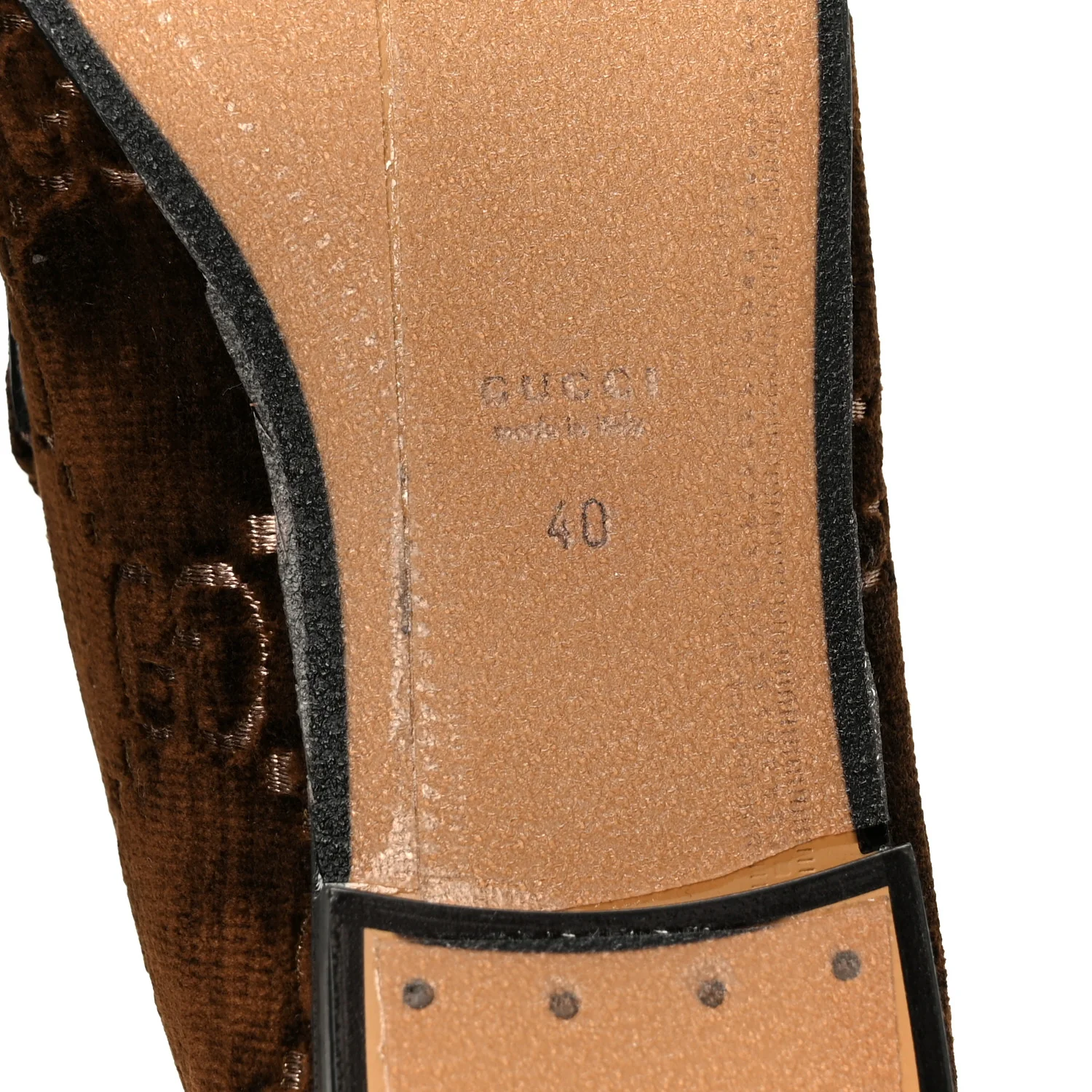 Velvet GG Monogram Horsebit Womens Jordaan Loafers 40 Brown Black - Image 8