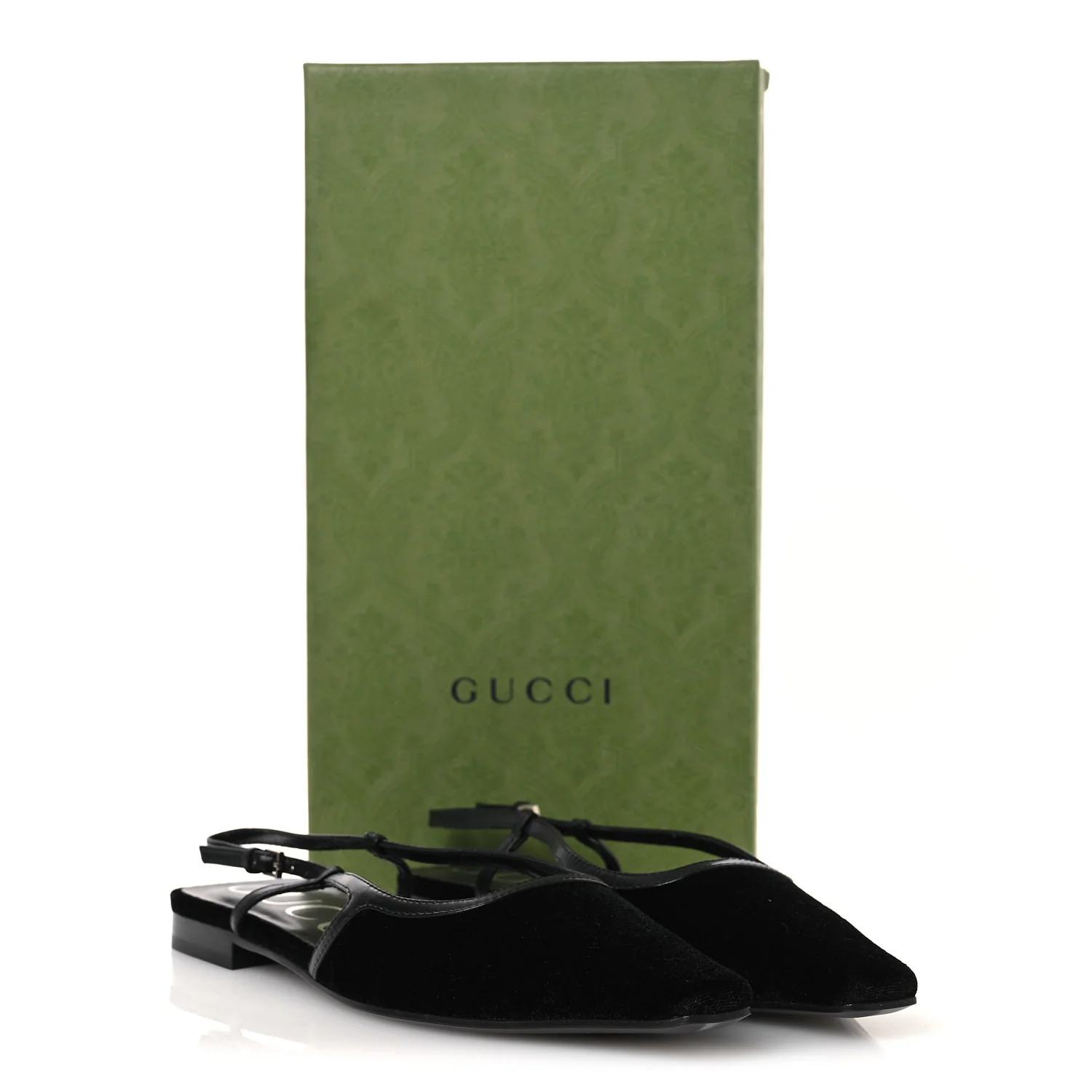 Velvet GG Monogram Slingback Ballet Flats 37.5 Black - Image 11