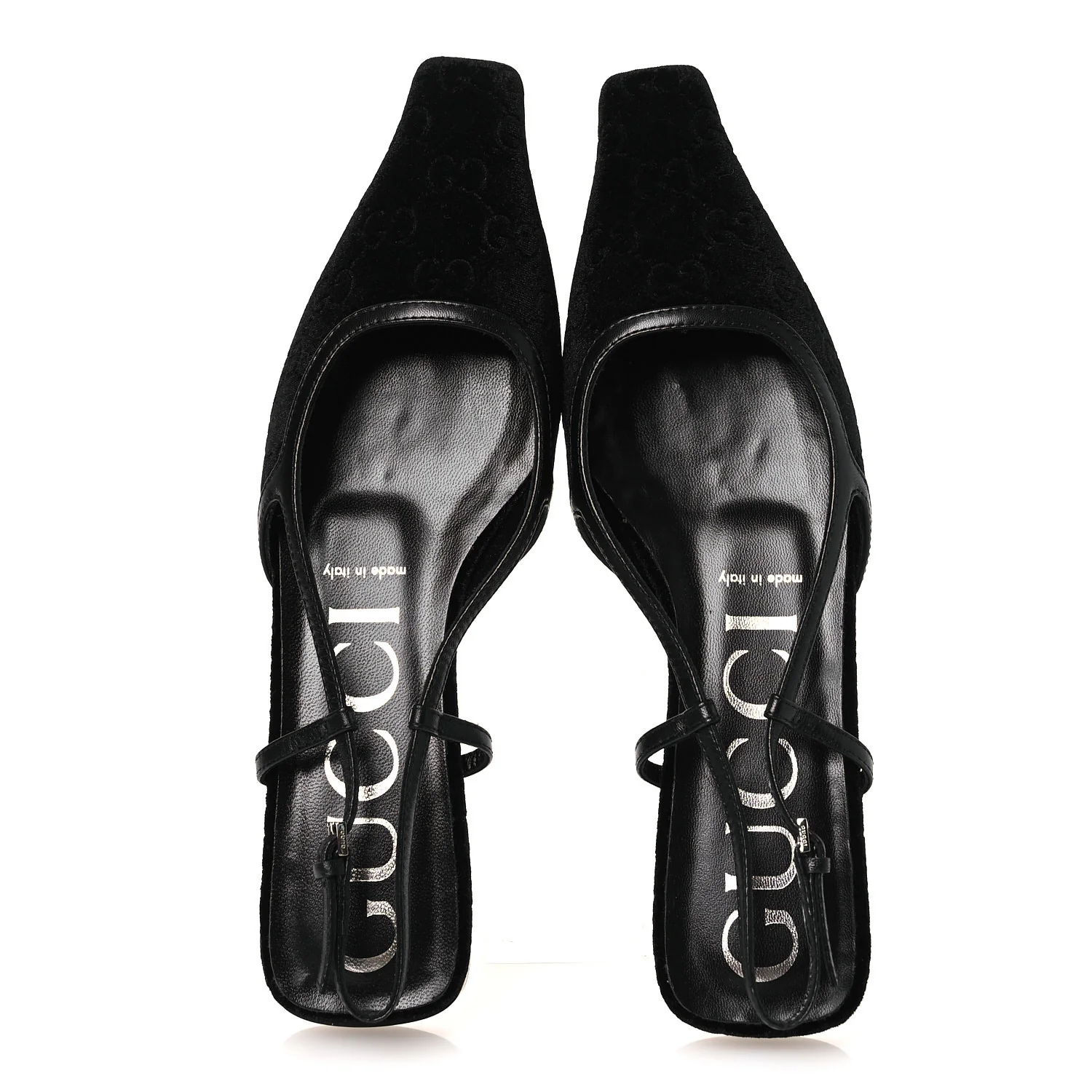 Velvet GG Monogram Slingback Ballet Flats 37.5 Black - Image 2
