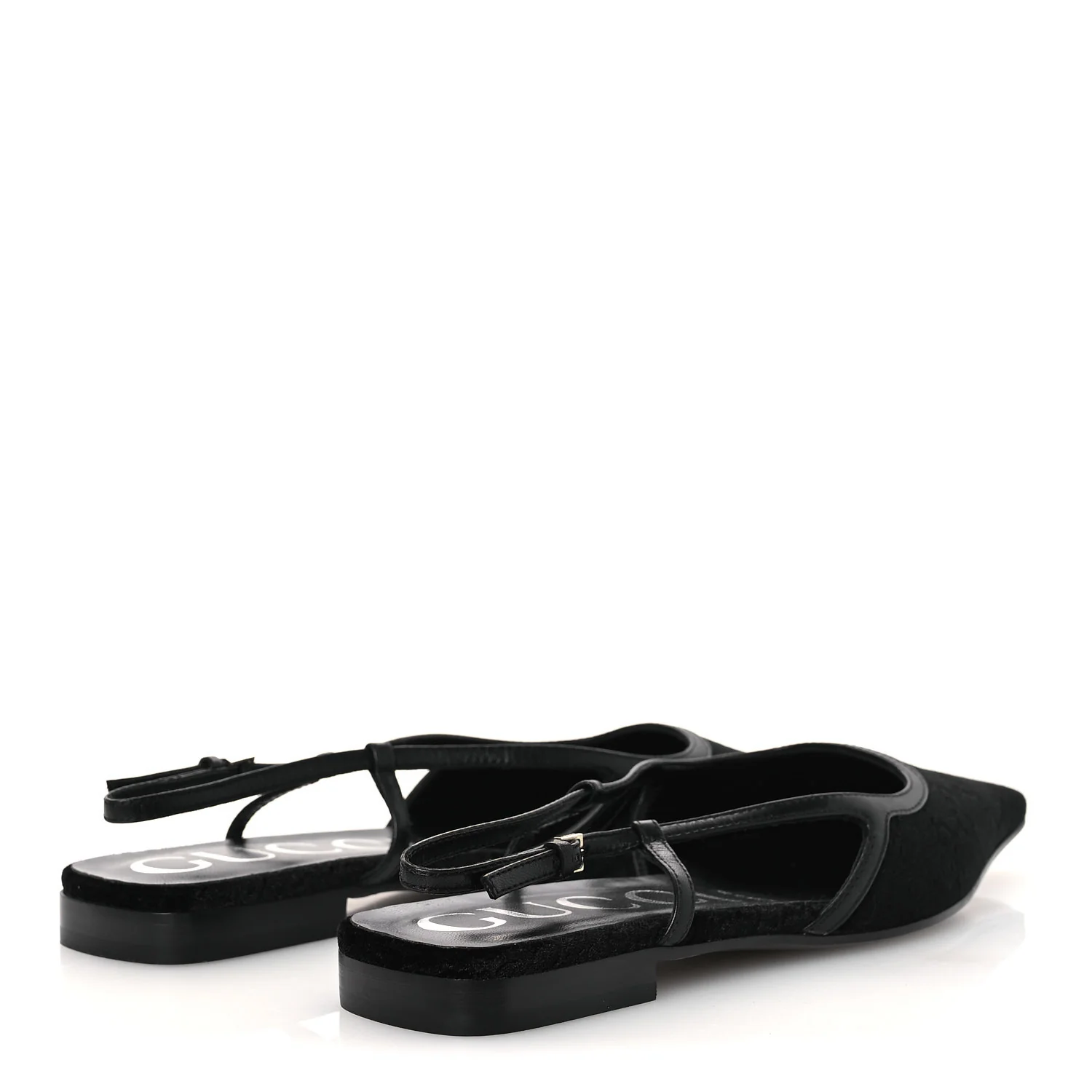 Velvet GG Monogram Slingback Ballet Flats 37.5 Black - Image 5