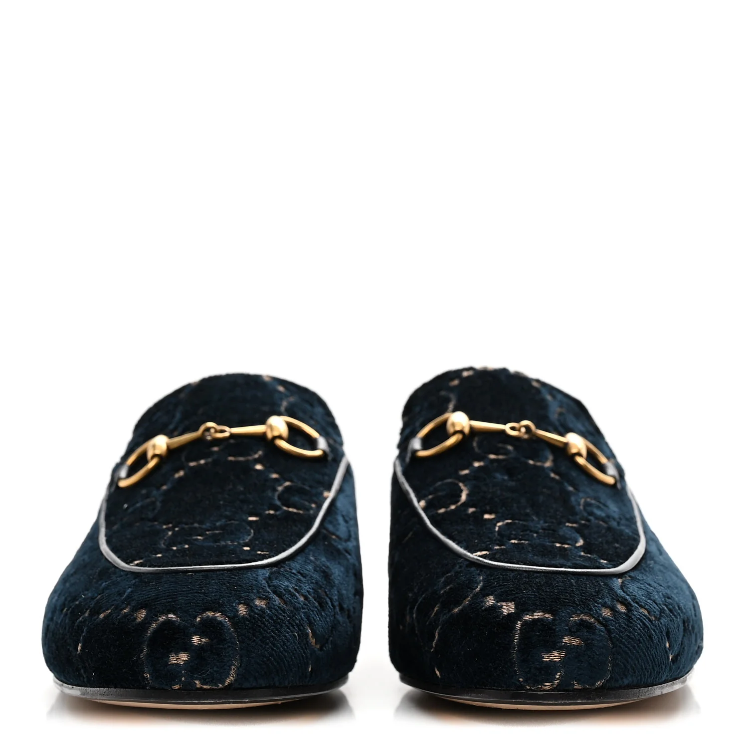 Velvet GG Monogram Womens Princetown Slippers 37 Blue Beige - Image 3