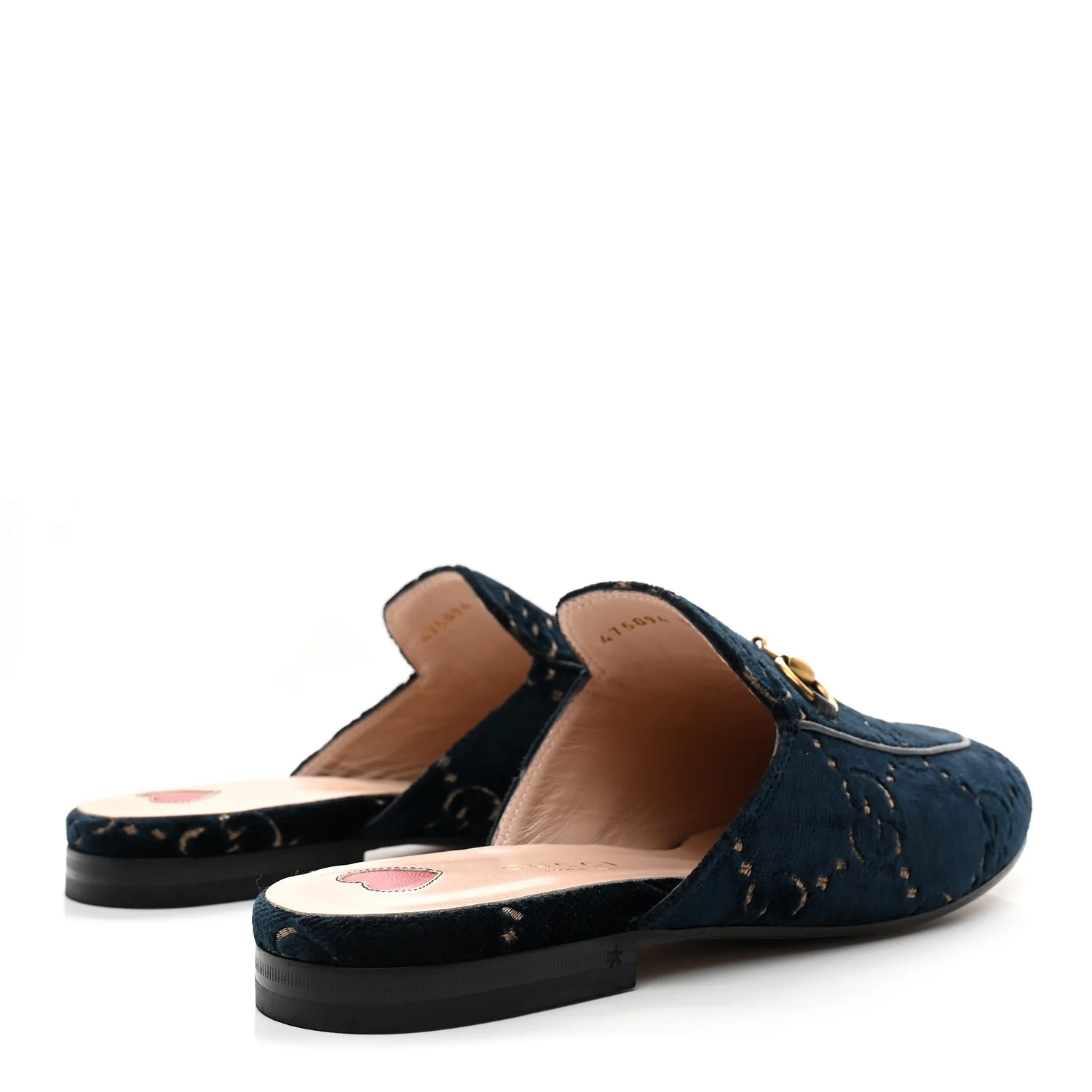 Velvet GG Monogram Womens Princetown Slippers 37 Blue Beige - Image 5