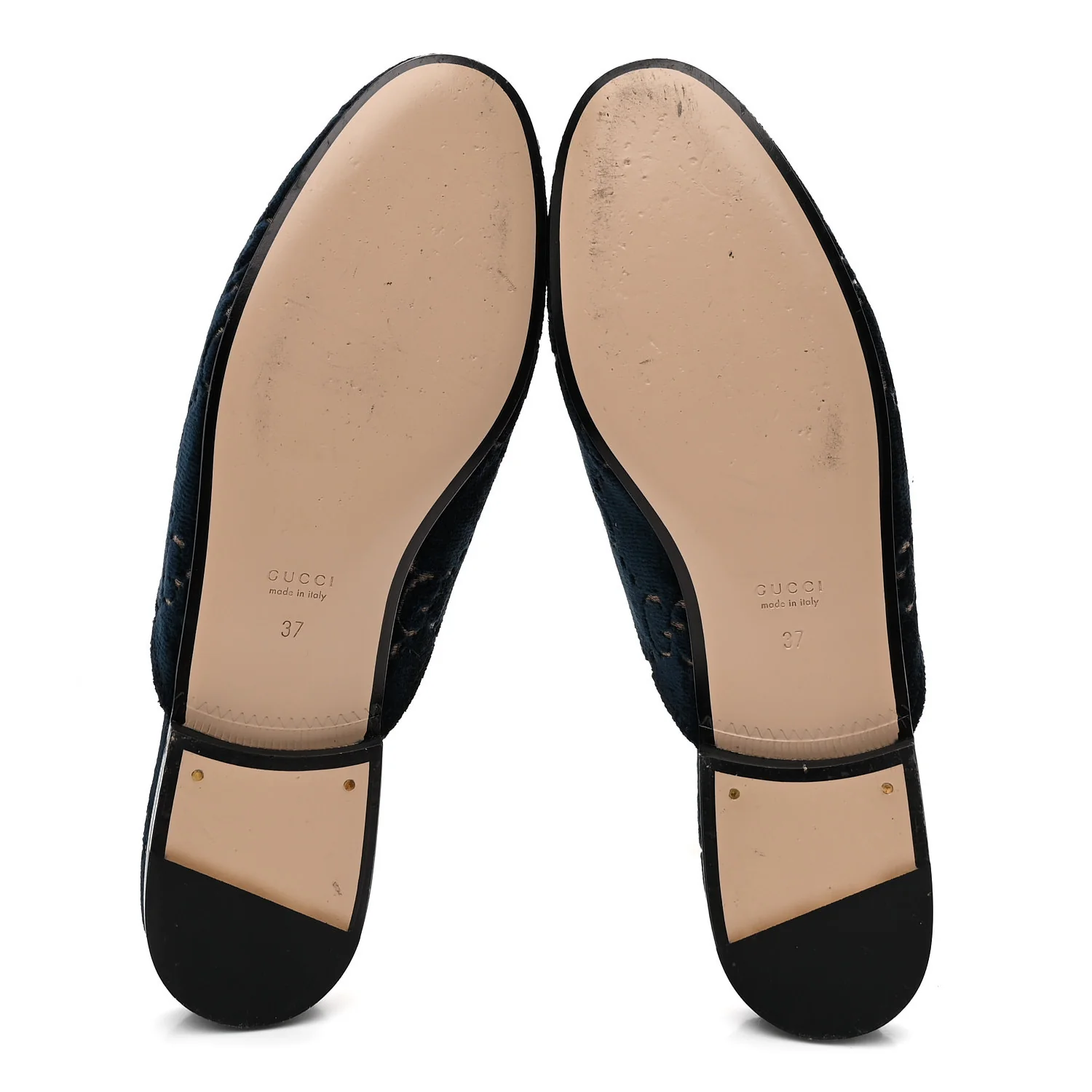 Velvet GG Monogram Womens Princetown Slippers 37 Blue Beige - Image 6