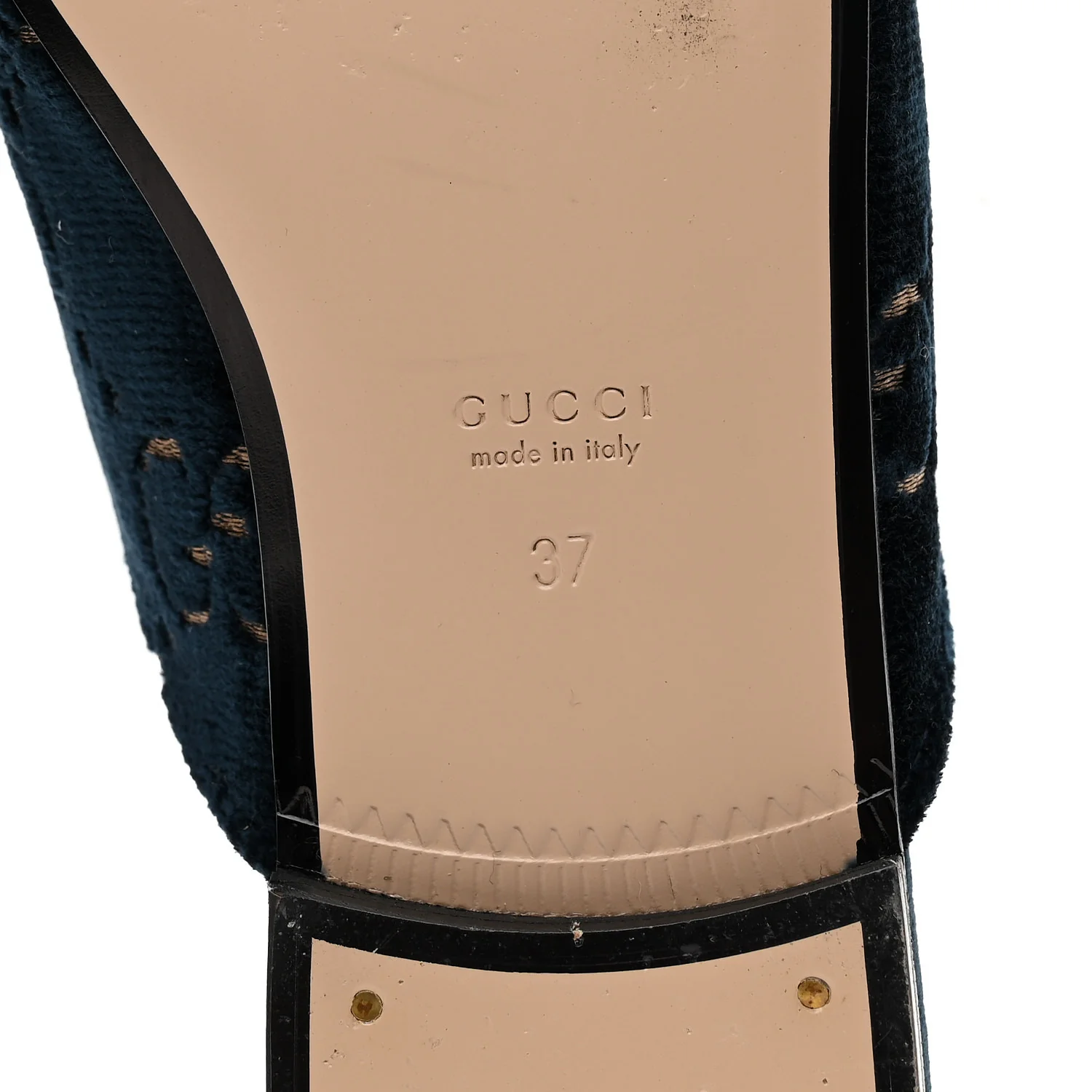 Velvet GG Monogram Womens Princetown Slippers 37 Blue Beige - Image 7