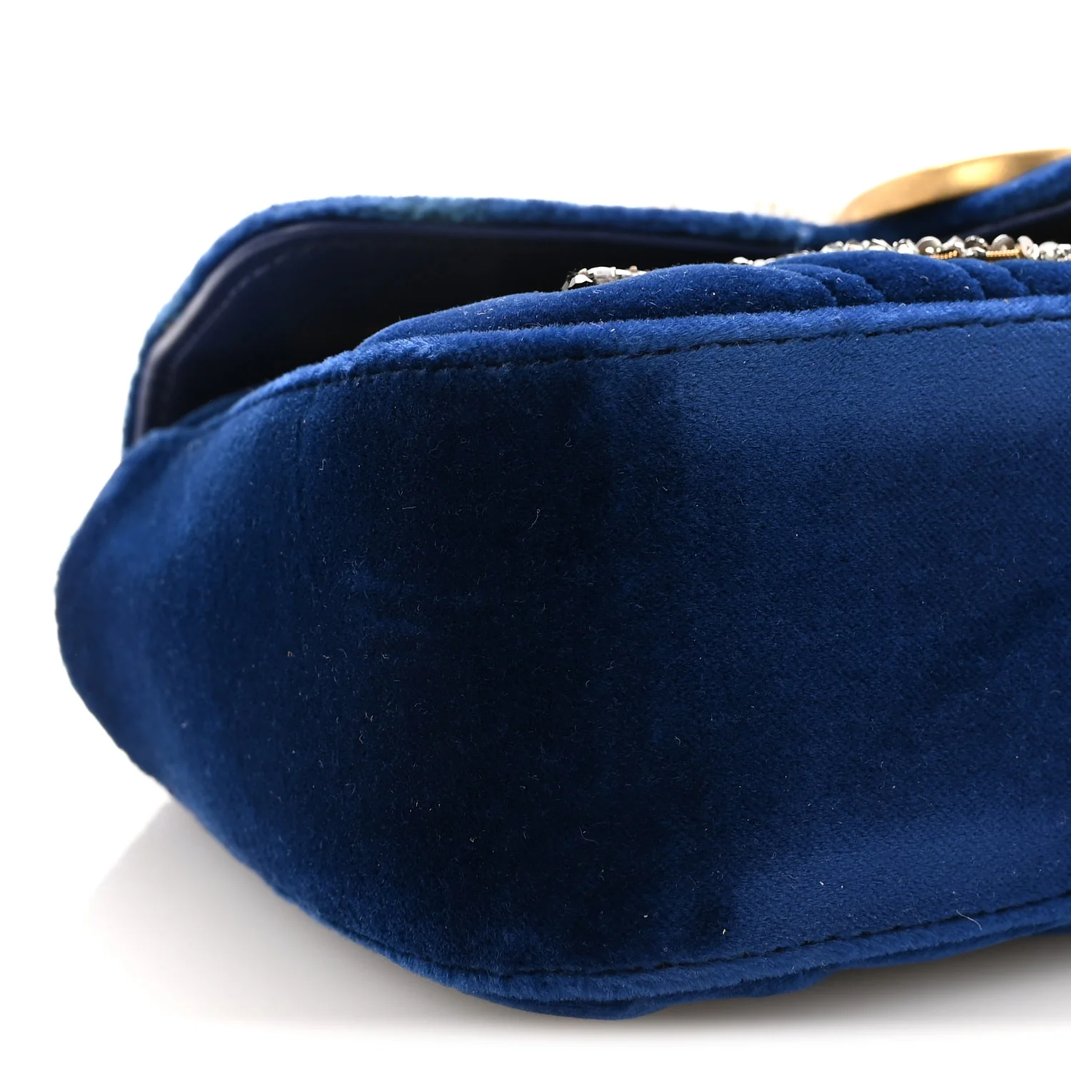 Velvet Matelasse Embroidered Mini GG Marmont Shoulder Bag Cobalt Blue - Image 9