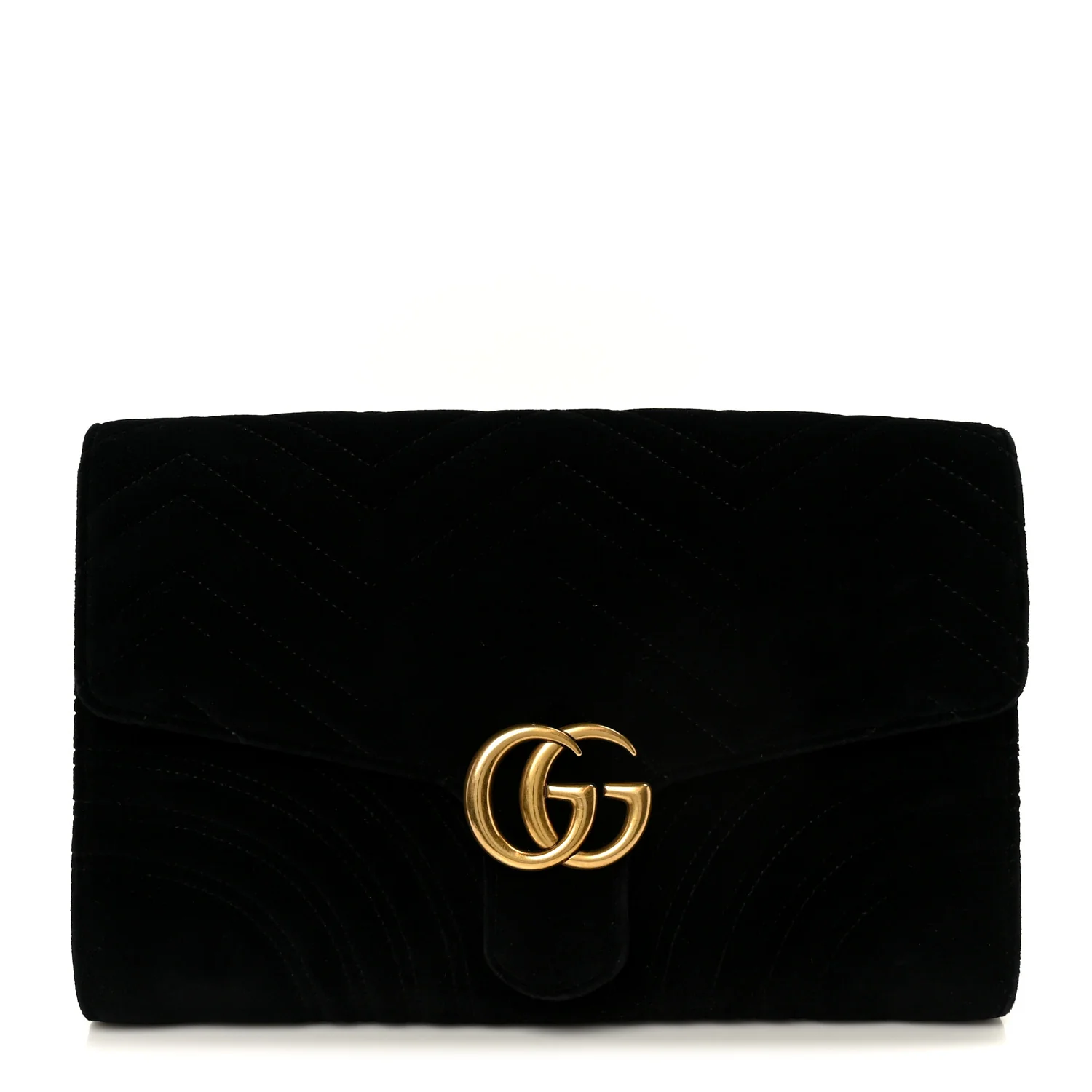 Velvet Matelasse GG Marmont Clutch Black