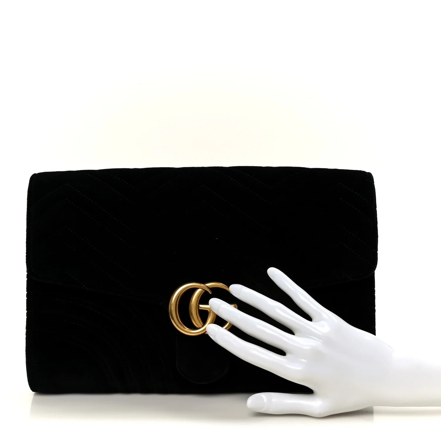 Velvet Matelasse GG Marmont Clutch Black - Image 2