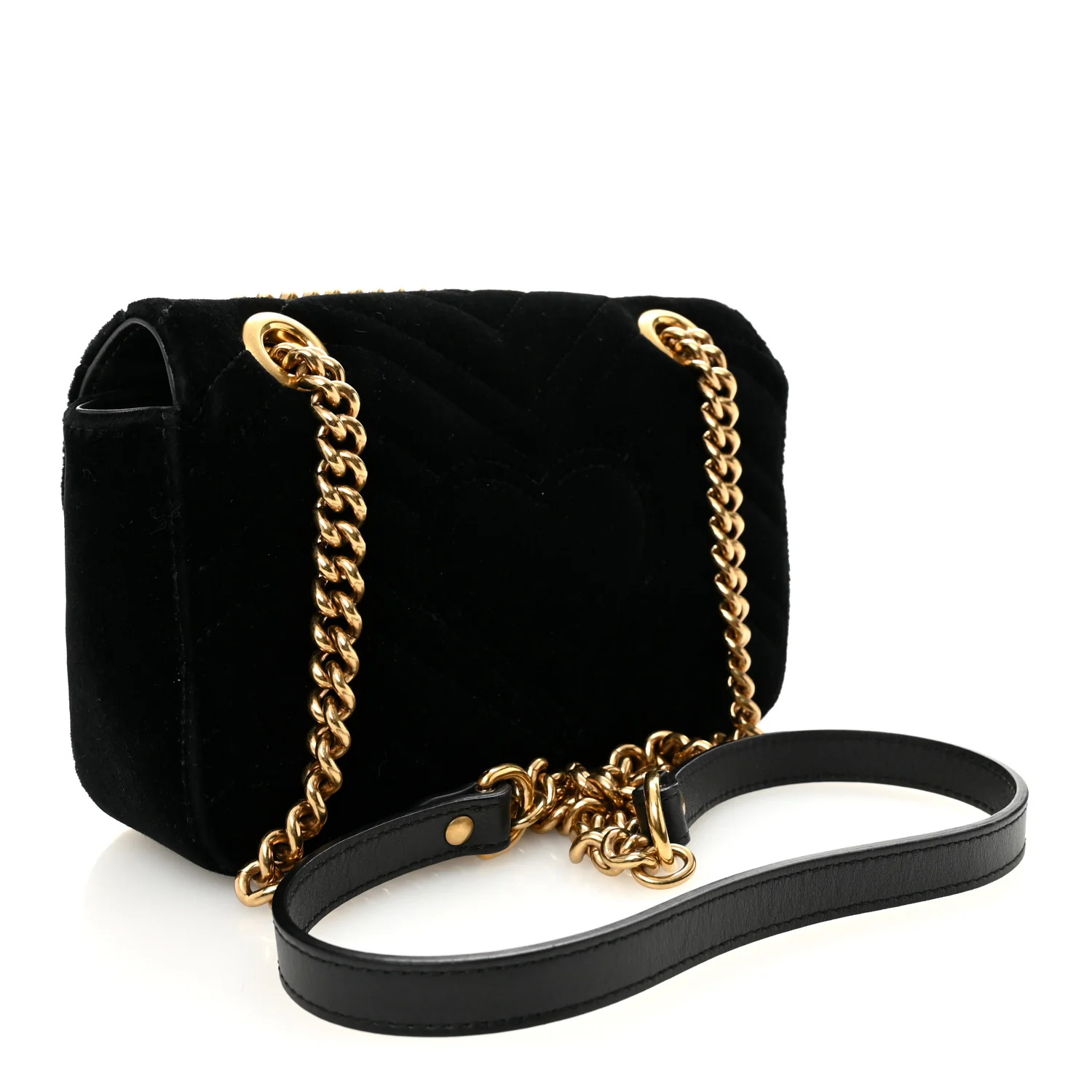 Velvet Matelasse Mini GG Marmont Shoulder Bag Black - Image 3