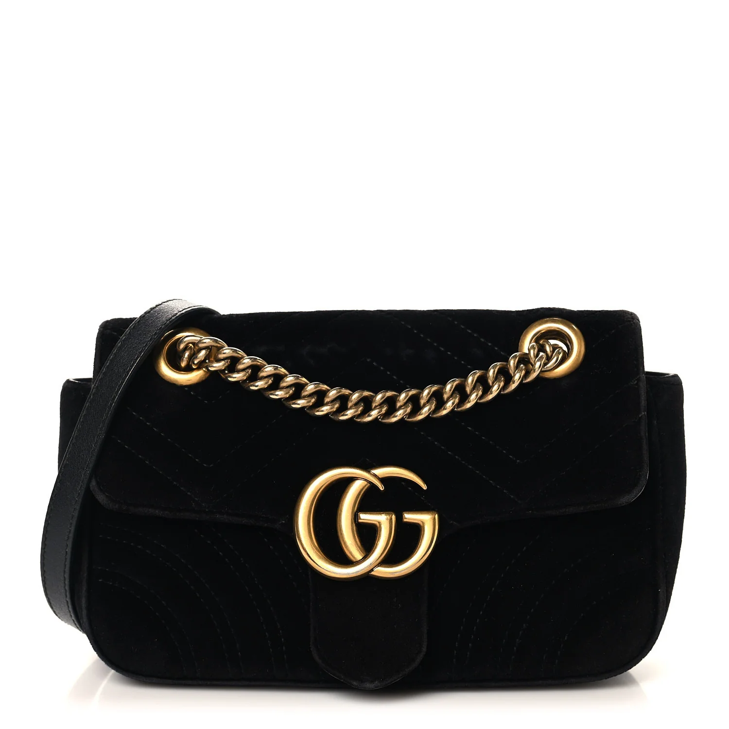 Velvet Matelasse Mini GG Marmont Shoulder Bag Black
