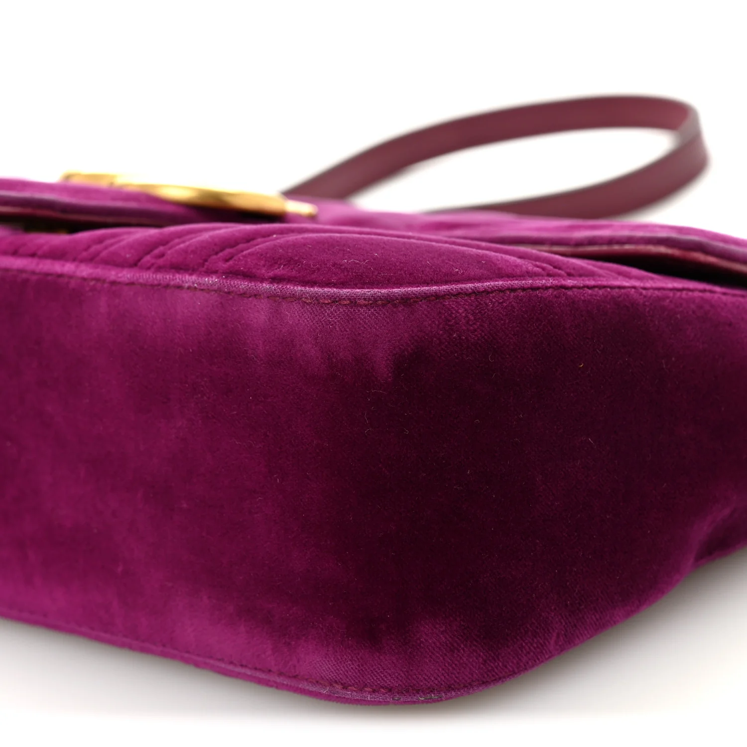 Velvet Matelasse Small GG Marmont Shoulder Bag Fuchsia Violet Cyclamen - Image 10