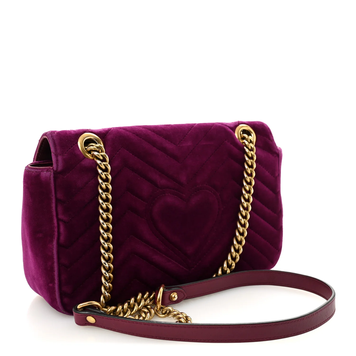 Velvet Matelasse Small GG Marmont Shoulder Bag Fuchsia Violet Cyclamen - Image 3