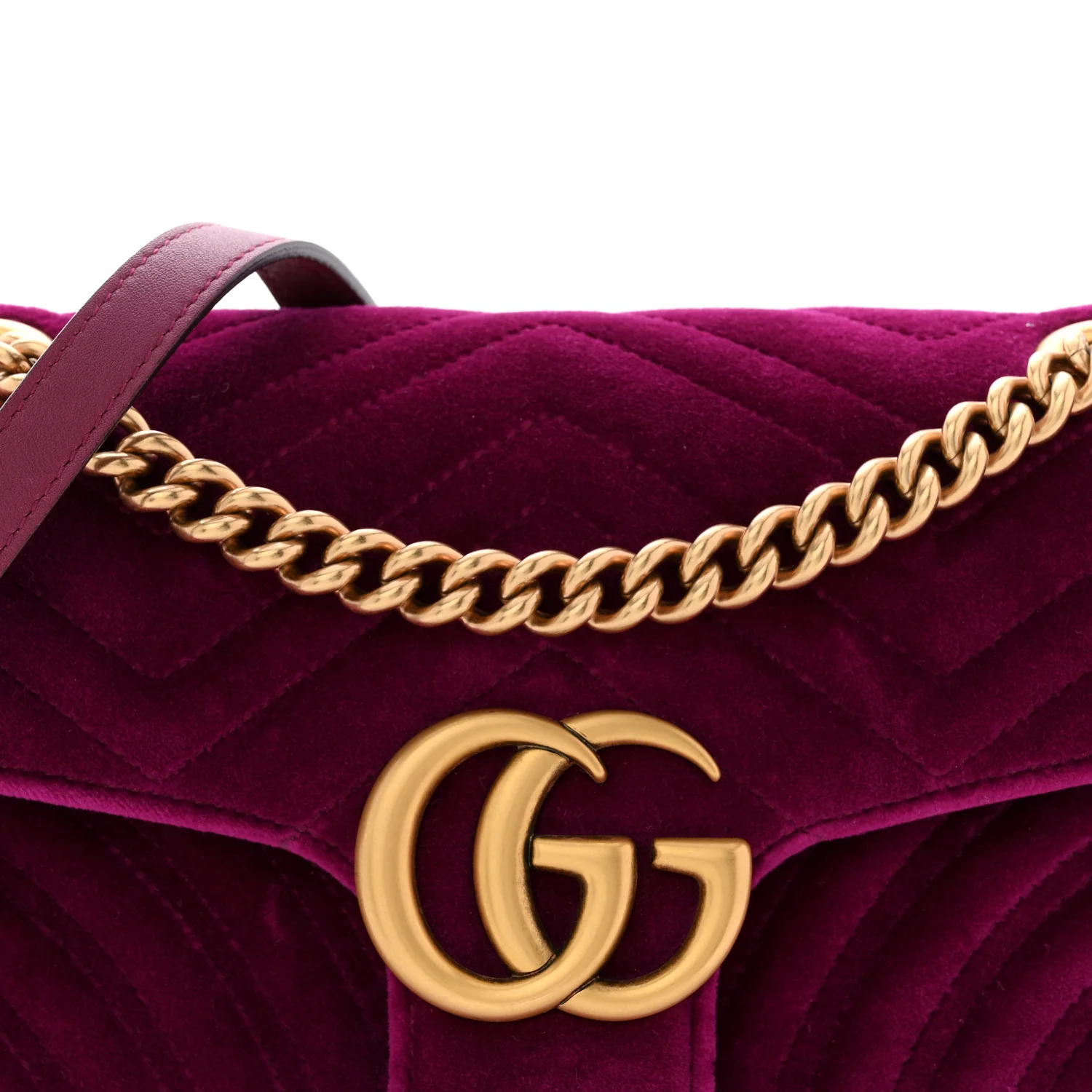 Velvet Matelasse Small GG Marmont Shoulder Bag Fuchsia Violet Cyclamen - Image 8