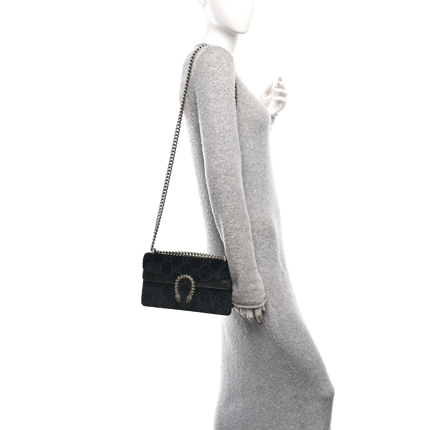 Velvet Skipper Crystal GG Monogram Small Dionysus Shoulder Bag Black Black Diamond - Image 2