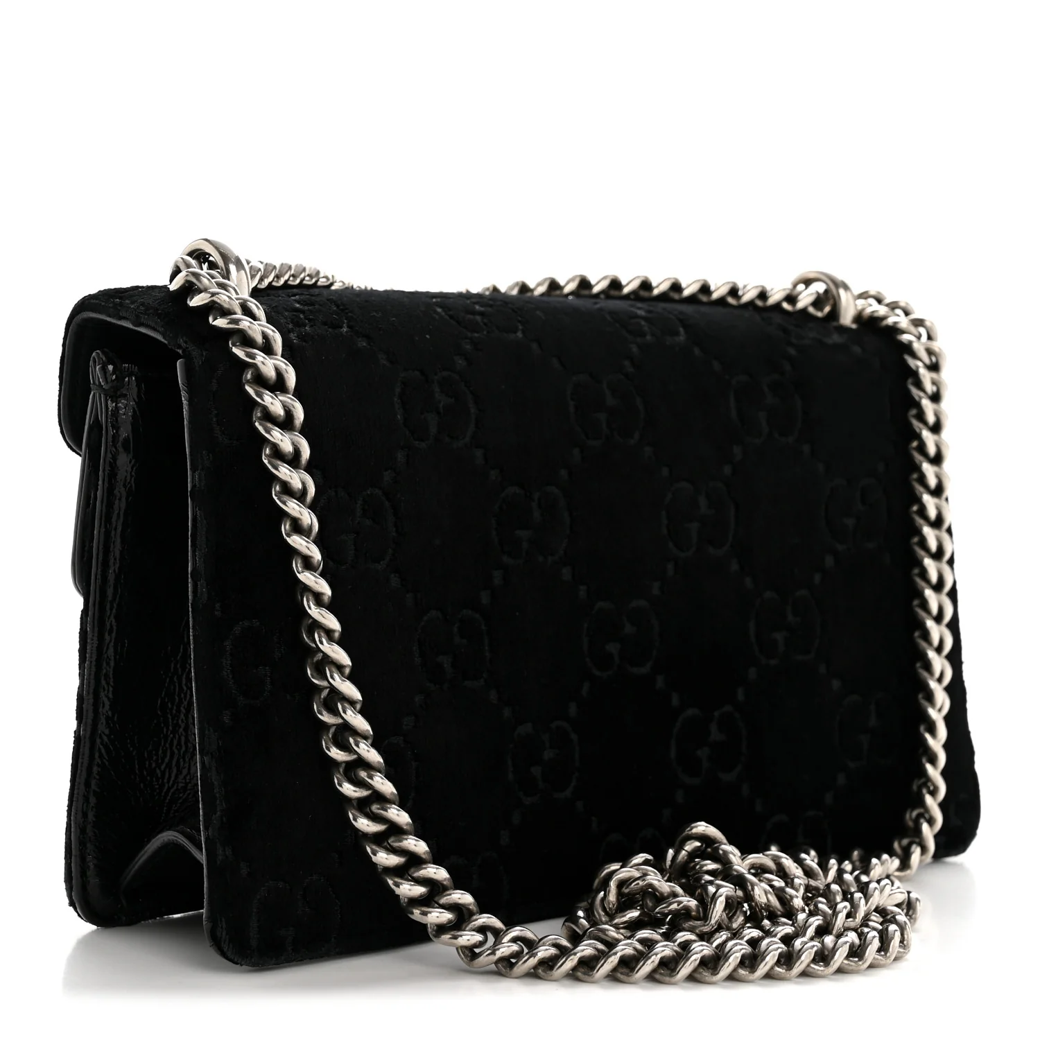 Velvet Skipper Crystal GG Monogram Small Dionysus Shoulder Bag Black Black Diamond - Image 3