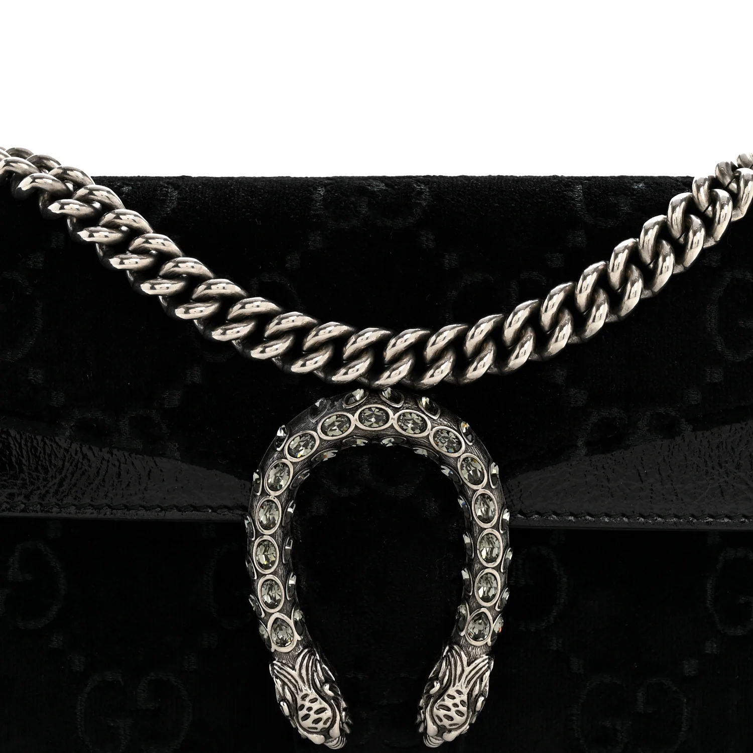 Velvet Skipper Crystal GG Monogram Small Dionysus Shoulder Bag Black Black Diamond - Image 8