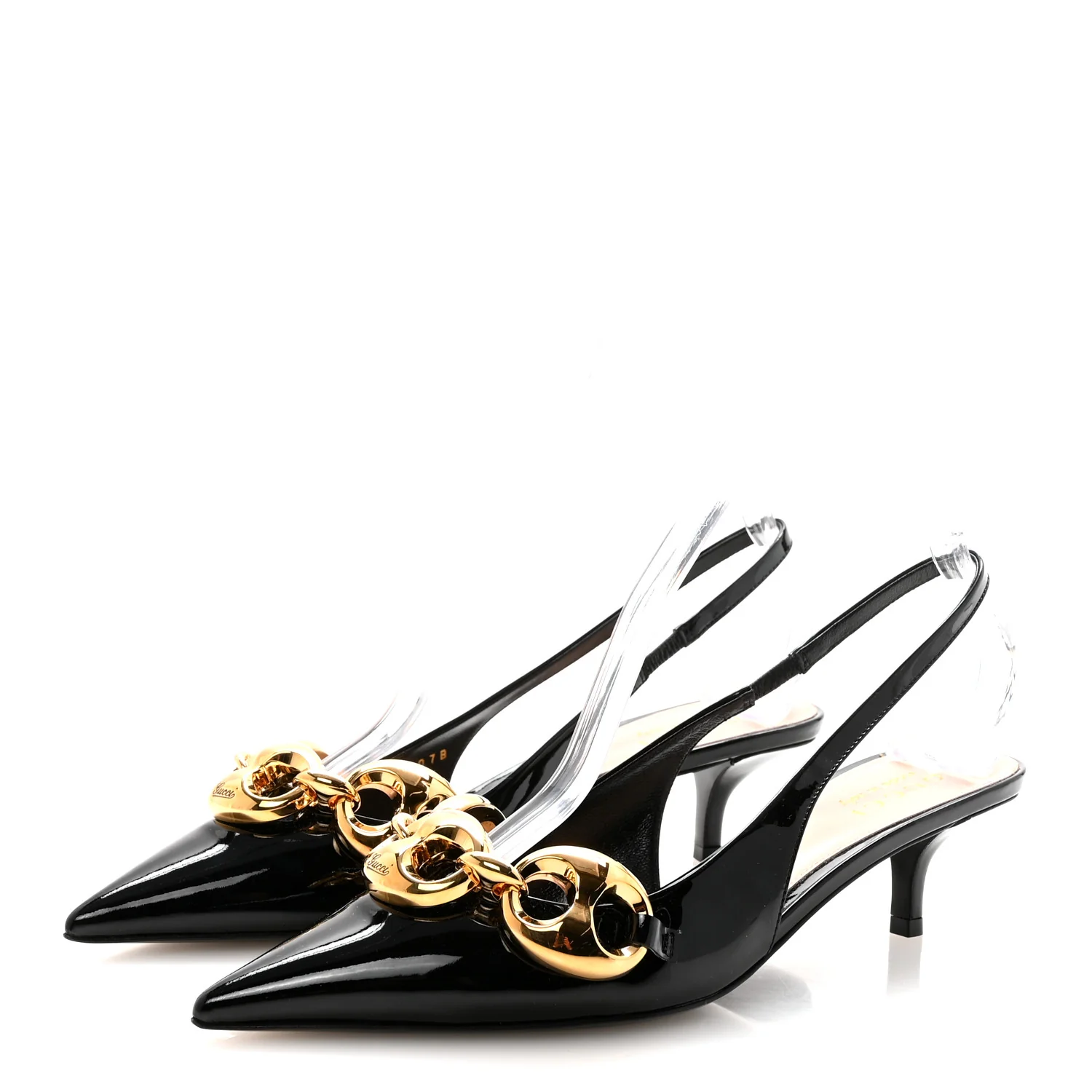 Vernice Crystal Nappa Charlotte Marina Slingback Pumps 37 Black - Image 4