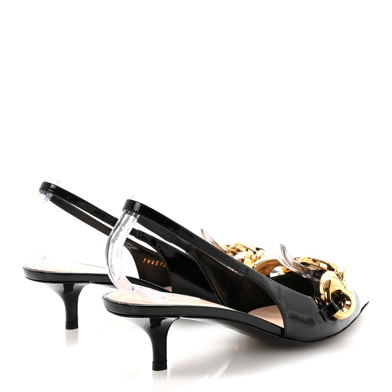 Vernice Crystal Nappa Charlotte Marina Slingback Pumps 37 Black - Image 5