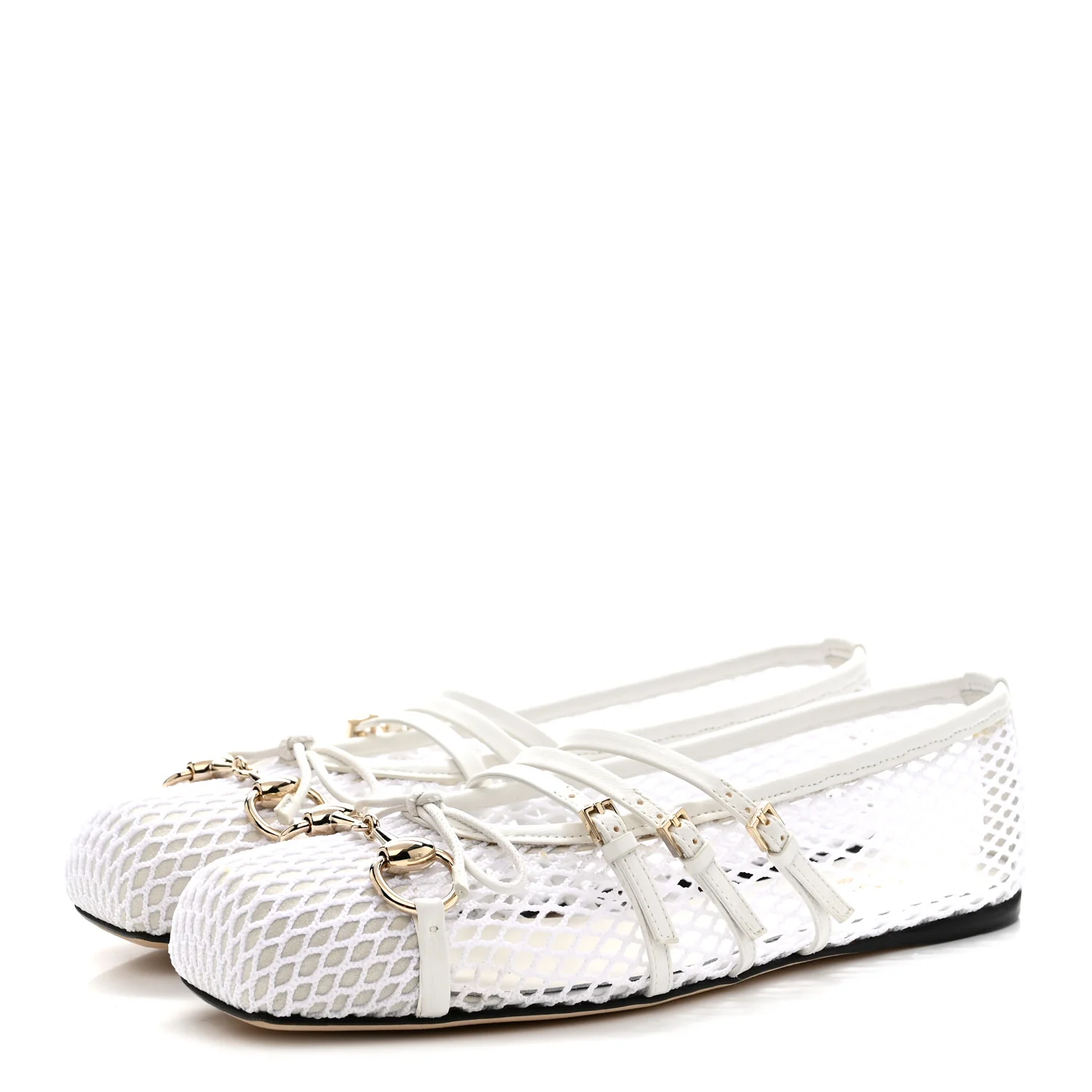 Video Net Nappa Horsebit Ballerina Flats 37 Great White - Image 4