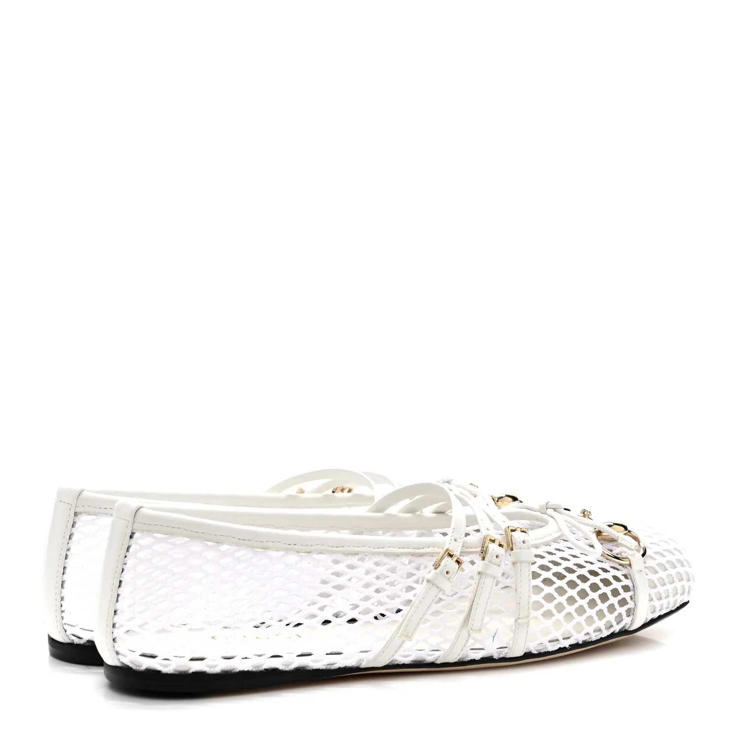 Video Net Nappa Horsebit Ballerina Flats 37 Great White - Image 5